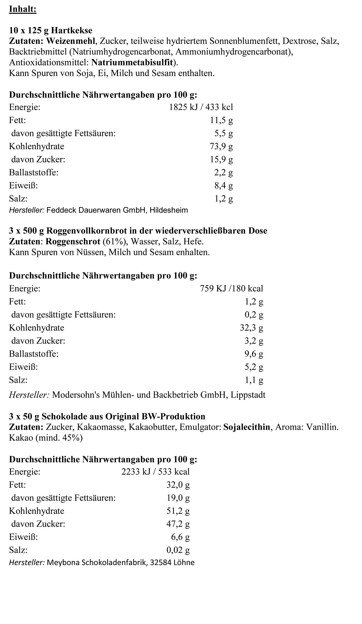 Notfallpaket für 5 Tage Notvorrat