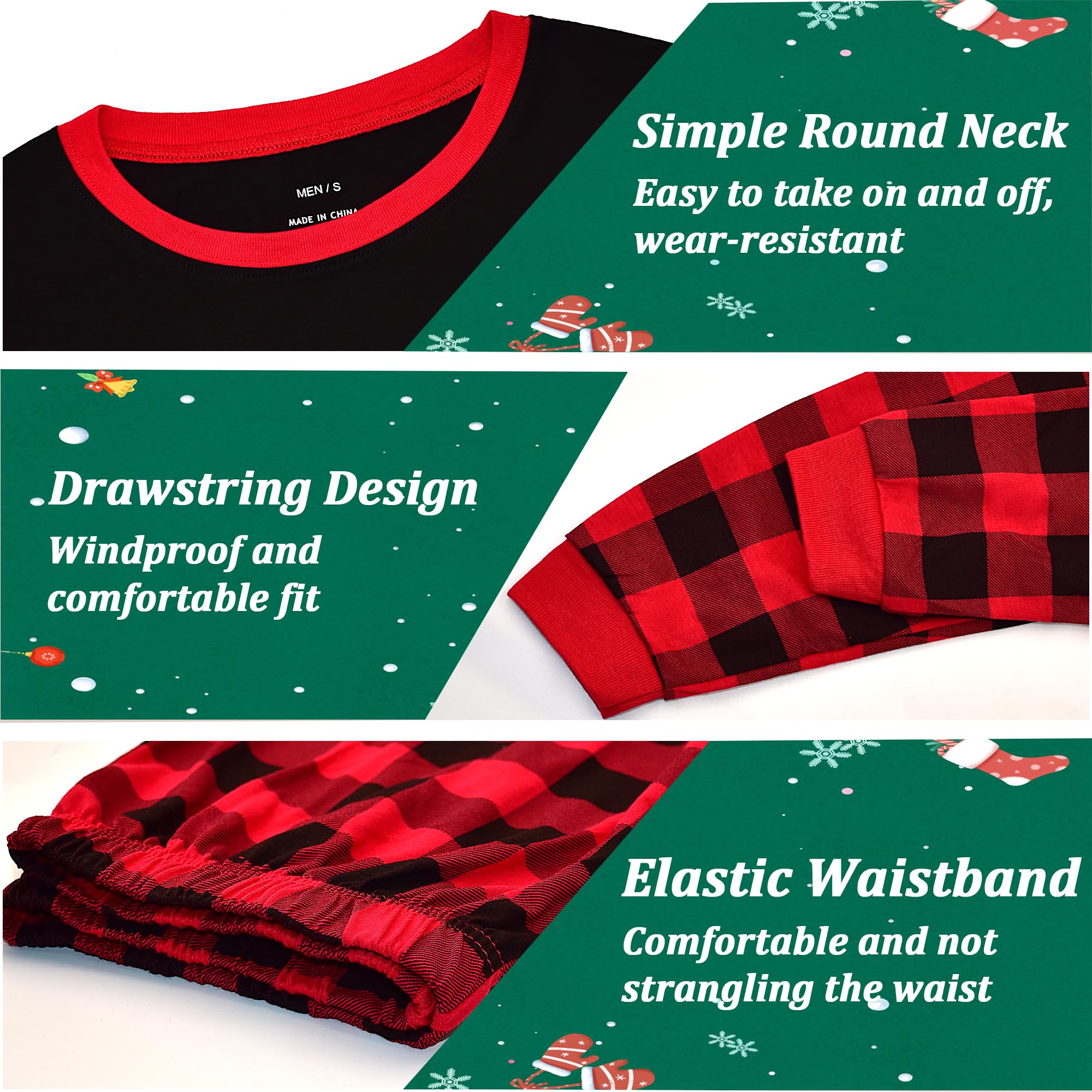 GRPSKCOS Pijamas de Navidad para la familia, conjunto de pijamas familiares a juego, pijamas de Papá Noel para hombres, mujeres, adultos y niños