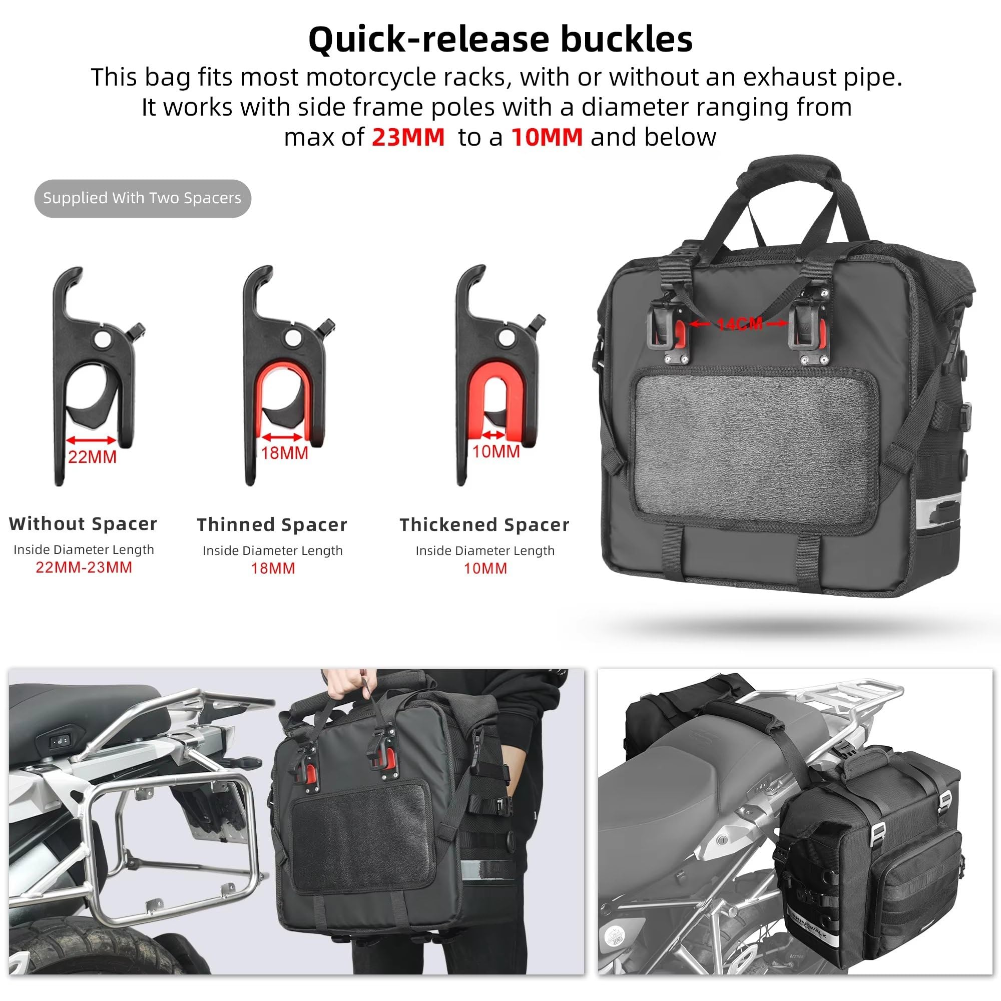 Bolsa Baúl Motocicleta Bolsa Lateral para Motocicleta Impermeable 25 L-32 L Expandible para Sillín Bolsa De Almacenamiento para Motocicleta 1 Unidad Bolsa Viaje Moto