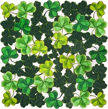 Simhomsen Small Embroidered Irish Clover Square Tablecloth for St. Patricks Day, Spring Decorations (34 x 34 inches)