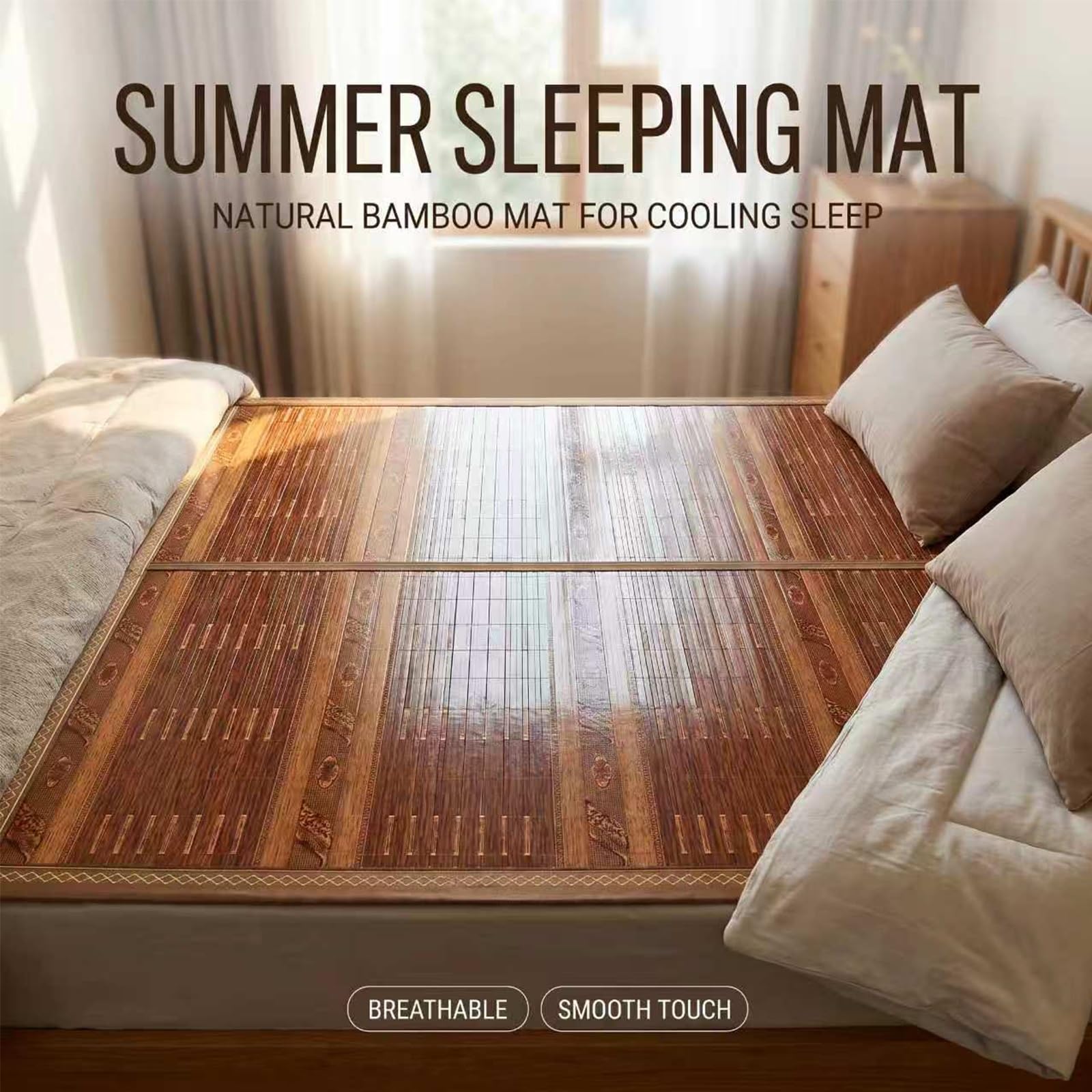 Sommer-schlafmatten Bambus, Faltbare, Atmungsaktive Glatte Bambus