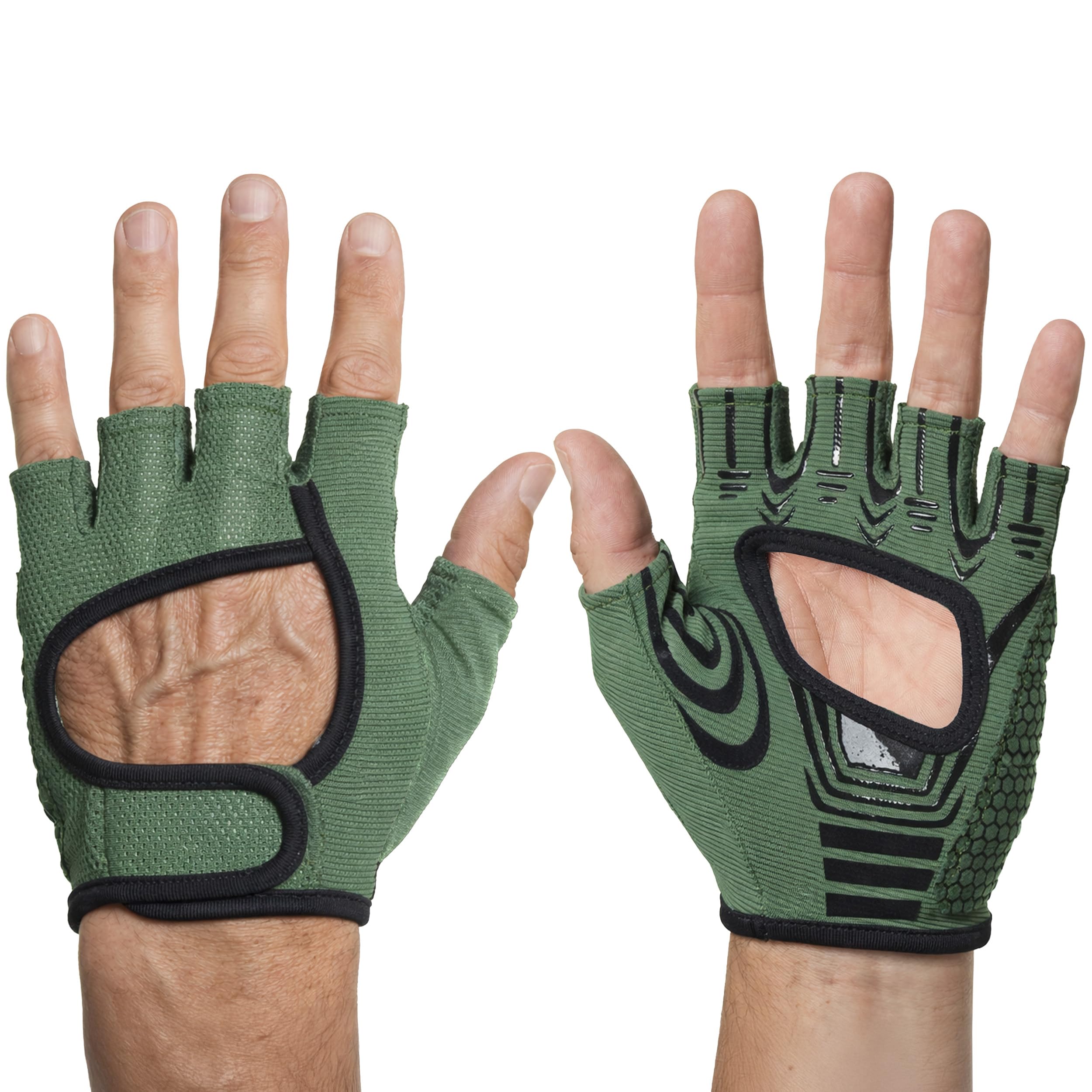 The Rox Guys Gloves for Hyrox | Competition & Training | Lightweight, Sweat Wicking, Grip Gloves with TRG-Hex Palm Cushioning | Anti-Slip for Ski Erg, Sled Pull, Farmers Carry | Large, Green