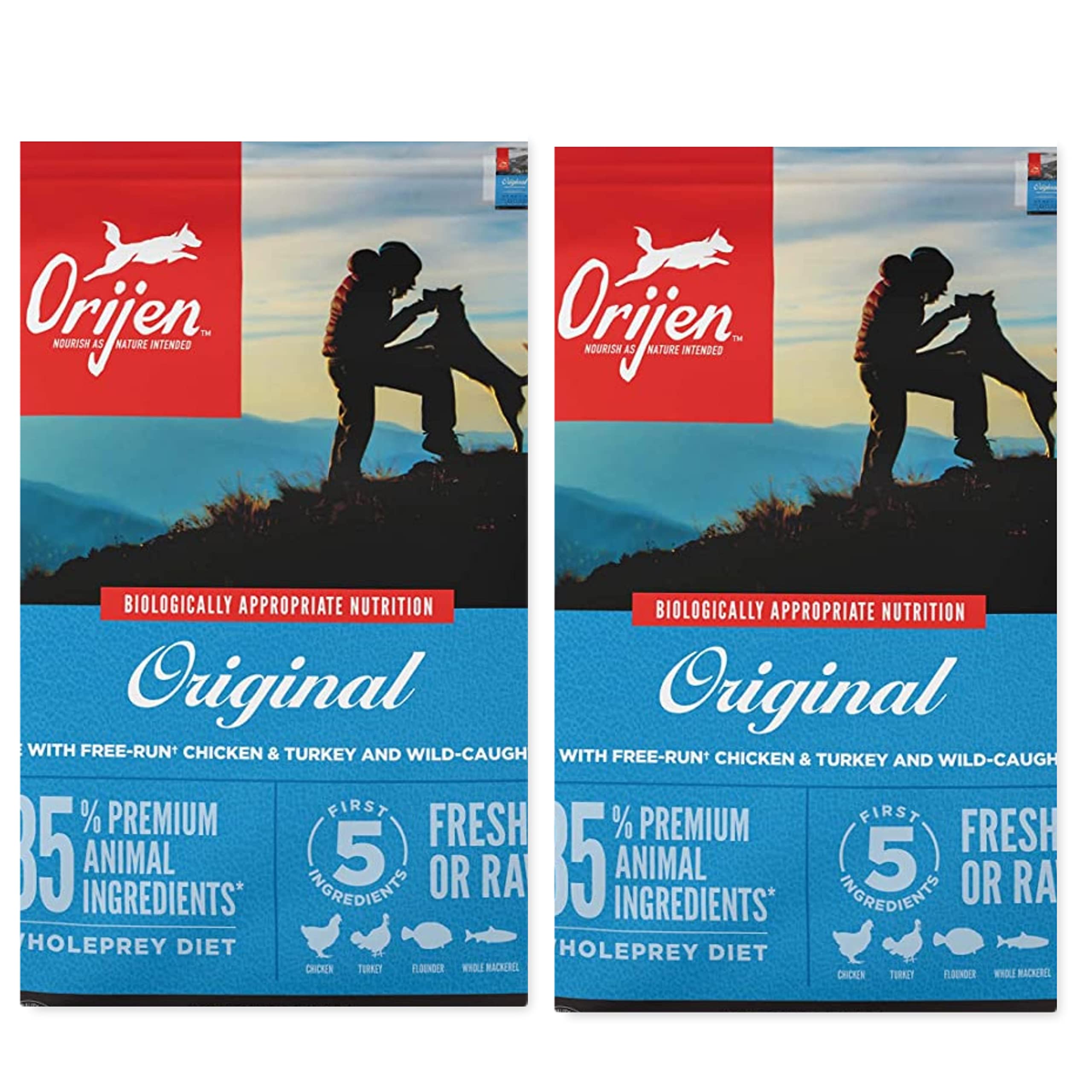 Orijen Original Dry Dog Food, 9 lb. Bundle (2) 4.5 lb Per Bag