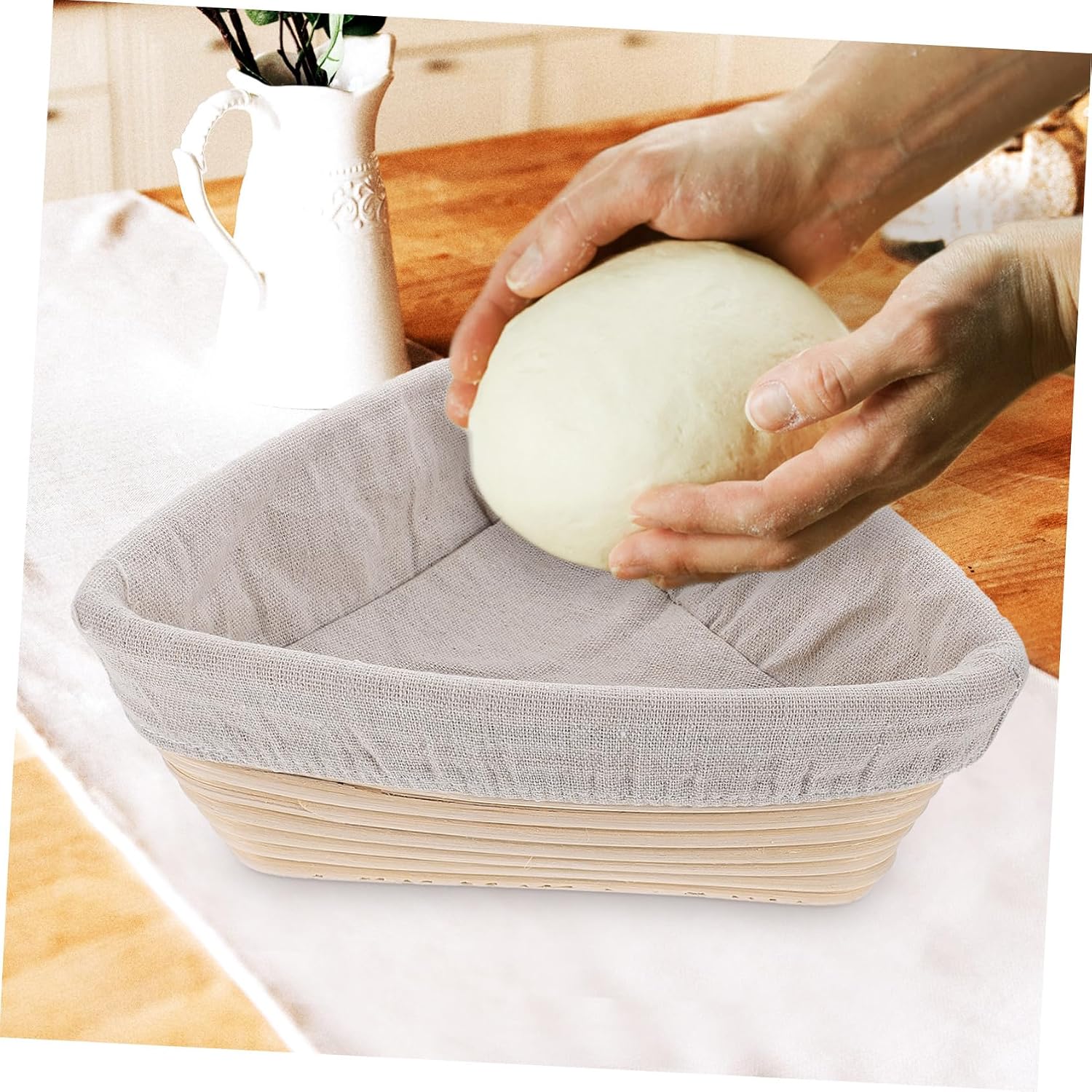 COLLBATH Bread Baking Accessories 2pcs Triangular Bread Proofing Basket Hand Woven Baskets