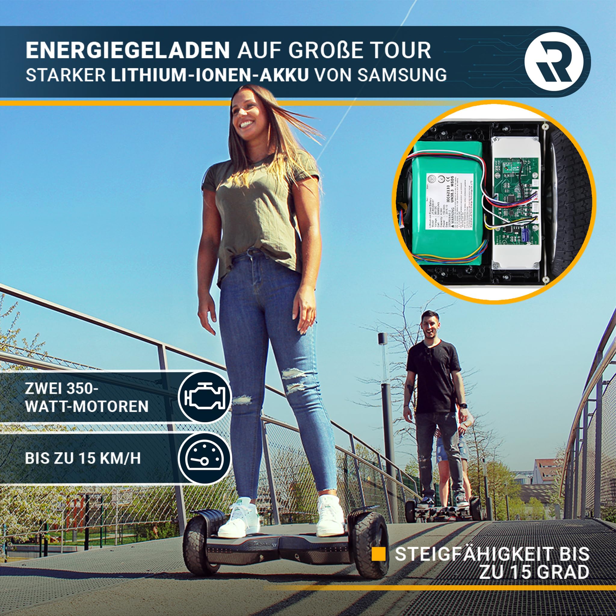 Robway X2 Hoverboard | 𝐃𝐀𝐒 𝐎𝐑𝐈𝐆𝐈𝐍𝐀𝐋 ® Hoverboards für Kinder Jugendliche & Erwachsene - APP Steuerung - 𝟮 x 𝟯𝟓𝟬 Watt Motoren - Self-Balance - Bluetooth (X2 Carbon, Offroad)
