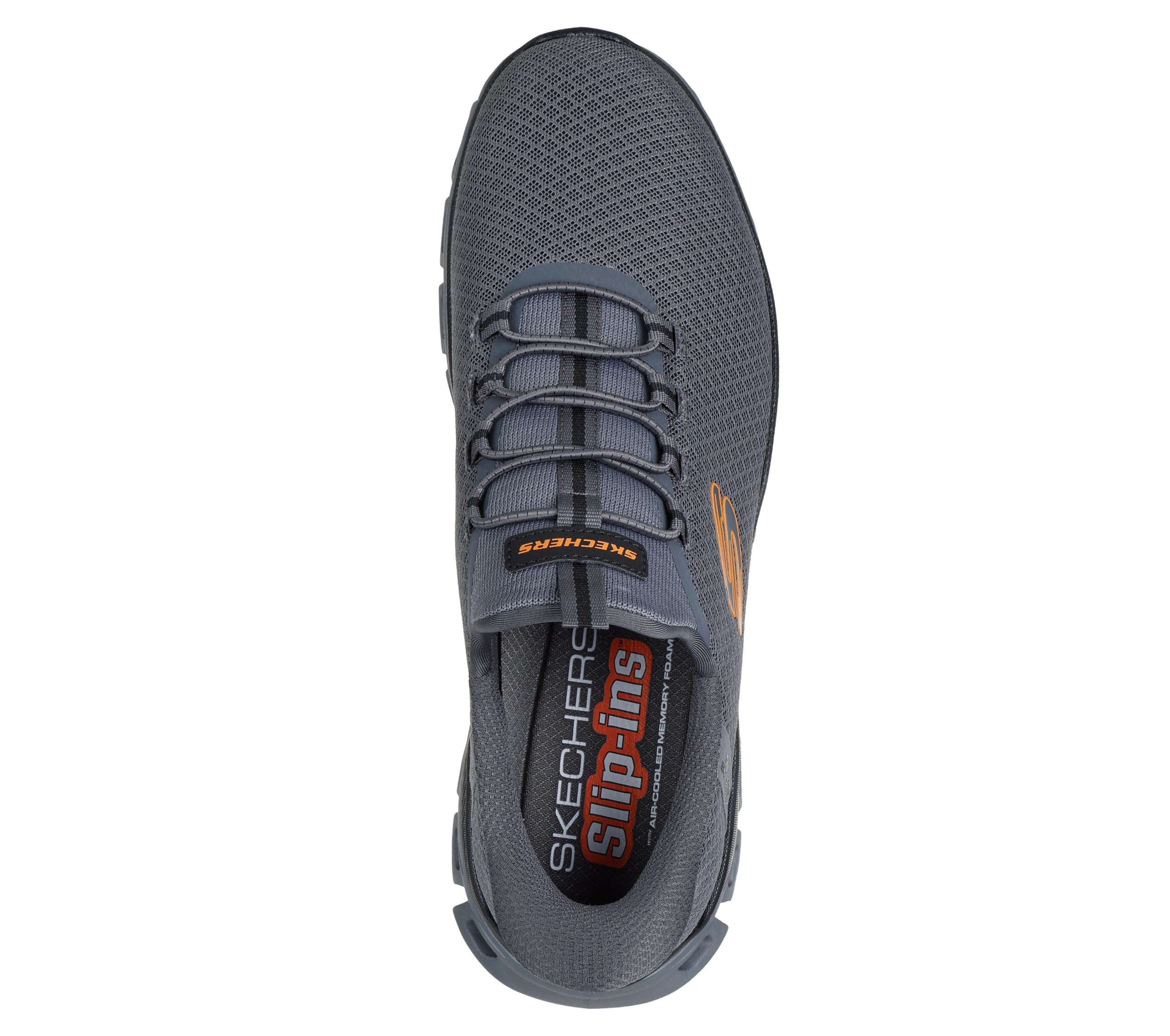 Skechers Herren Glide-Step Noxus Slip In, Charcoal/Orange, 16 Wide – Ansicht 3