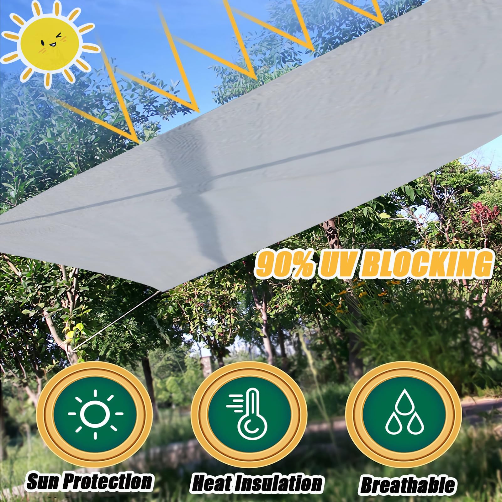 Grigio Rete Ombreggiante HDPE 180g/m² - 90% Protezione UV - Con Occhielli Metallici - Per Giardino, Serra, Balcone e Recinzioni (1mx6m, Personalizzabile)