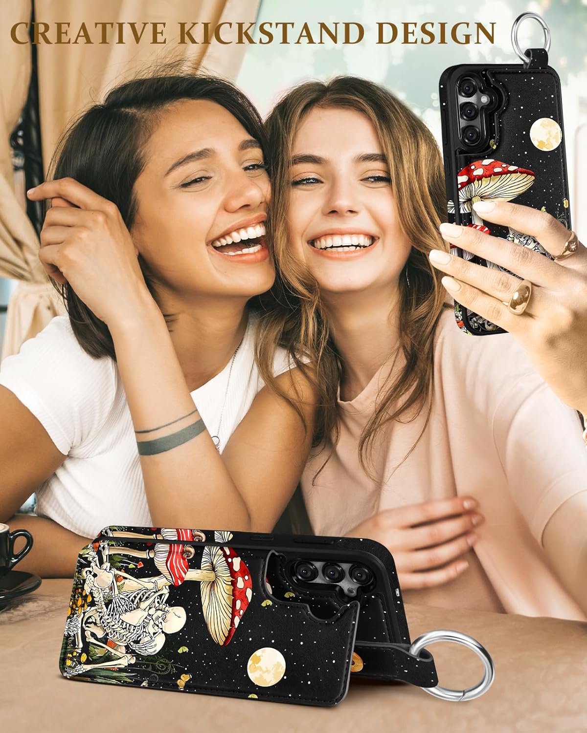 Shorogyt for Samsung Galaxy S25 Plus Wallet Case - Cute Fashion Mogu Skull Design with Card Holder Kickstand for Magnetic Clasp Back Flip Folio Leather Phone Cases for Wome Girls Men