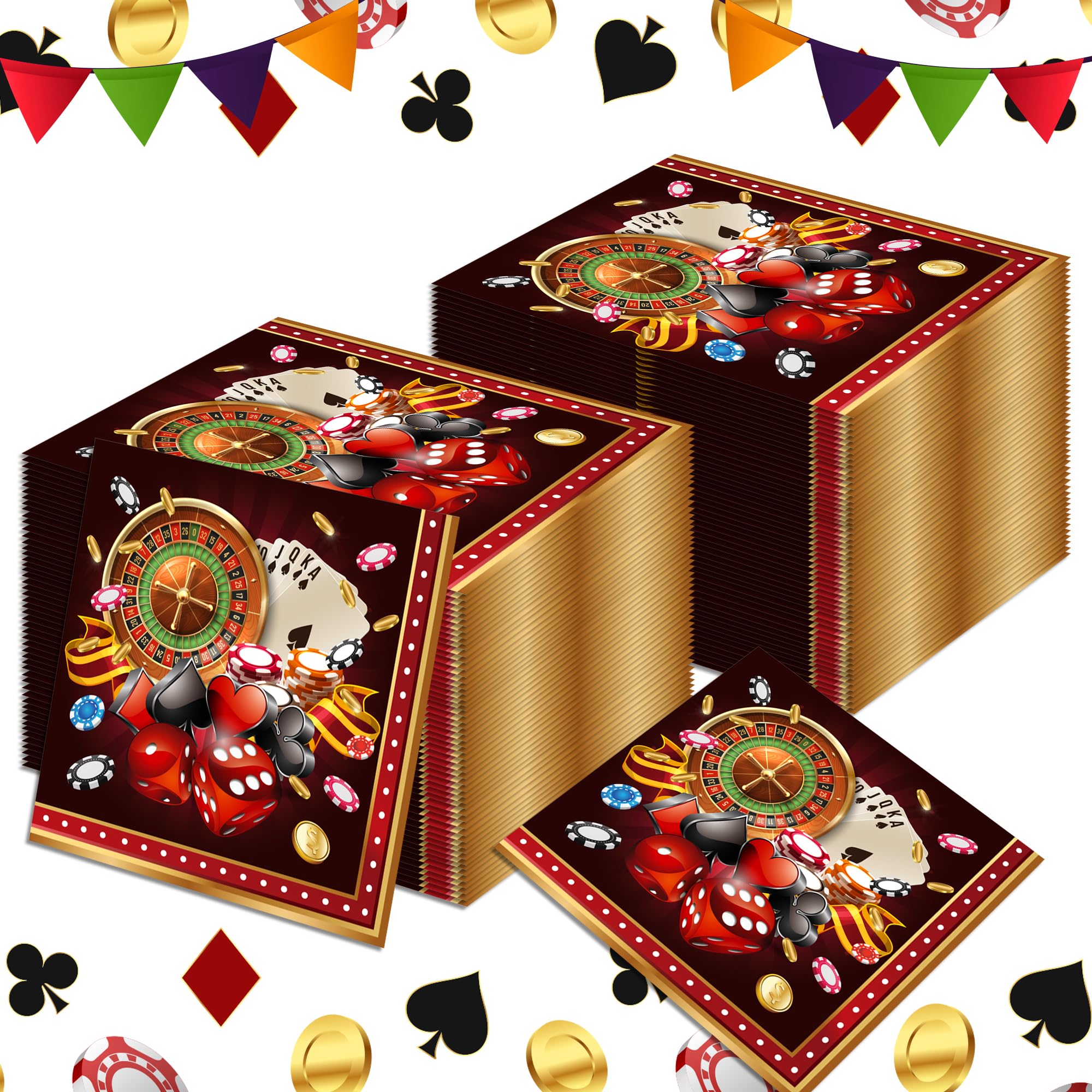 40Pcs Casino Paper Napkins Casino Night Theme Party Napkins Las Vegas Jackpot Game Disposable Napkin Luncheon Dinner Napkin for Las Vegas Theme Decorations