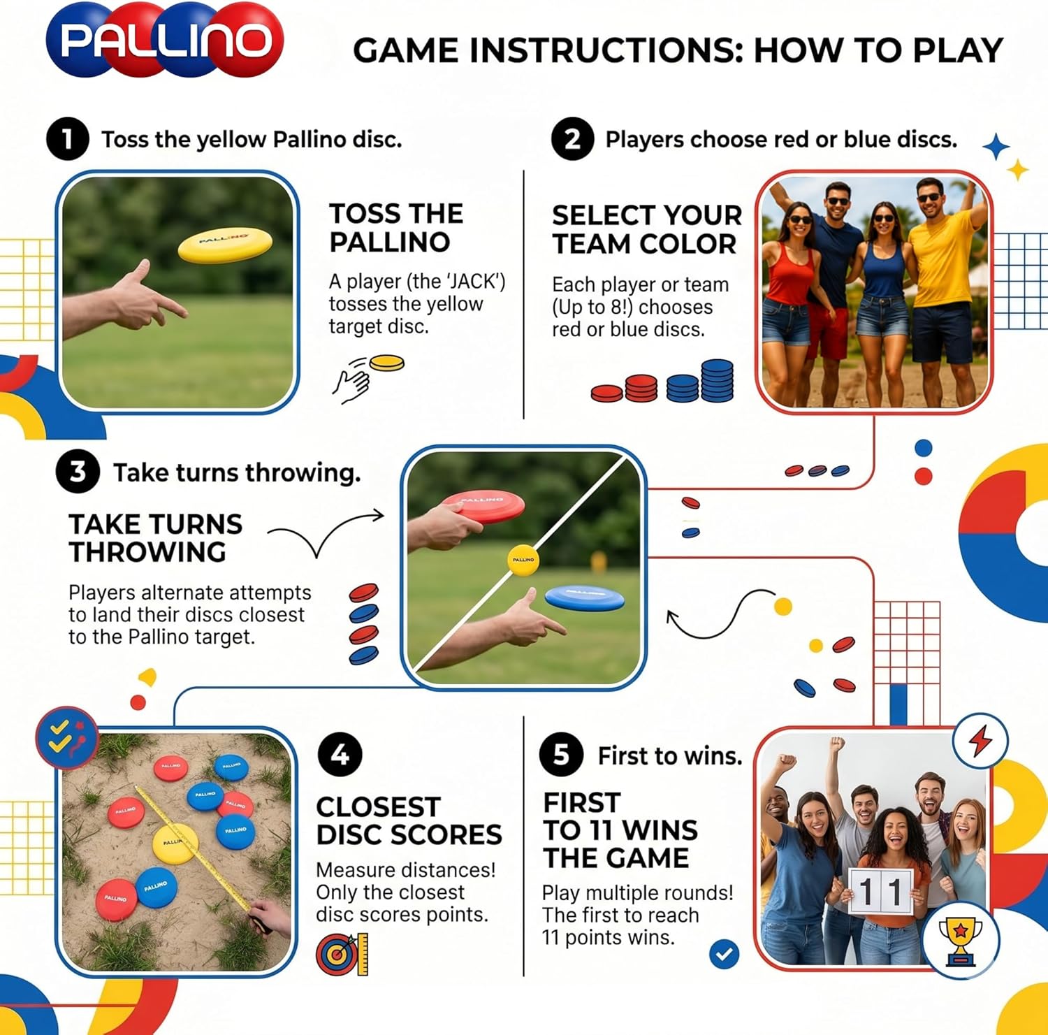 Pallino Bocce-Inspired Premium Outdoor Flying Disc Game for Teens Adults - Portable Yard, Beach, and Tailgate Set Interactive Fun for 2-8 Players, 9 Discs and Travel Bag