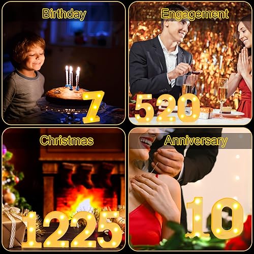 Miniatura 7 de 10 letras decorativas con luz LED, letras de números de marquesina de plástico blanco para decoración nocturna, boda, fiesta, cumpleaños, Navidad,