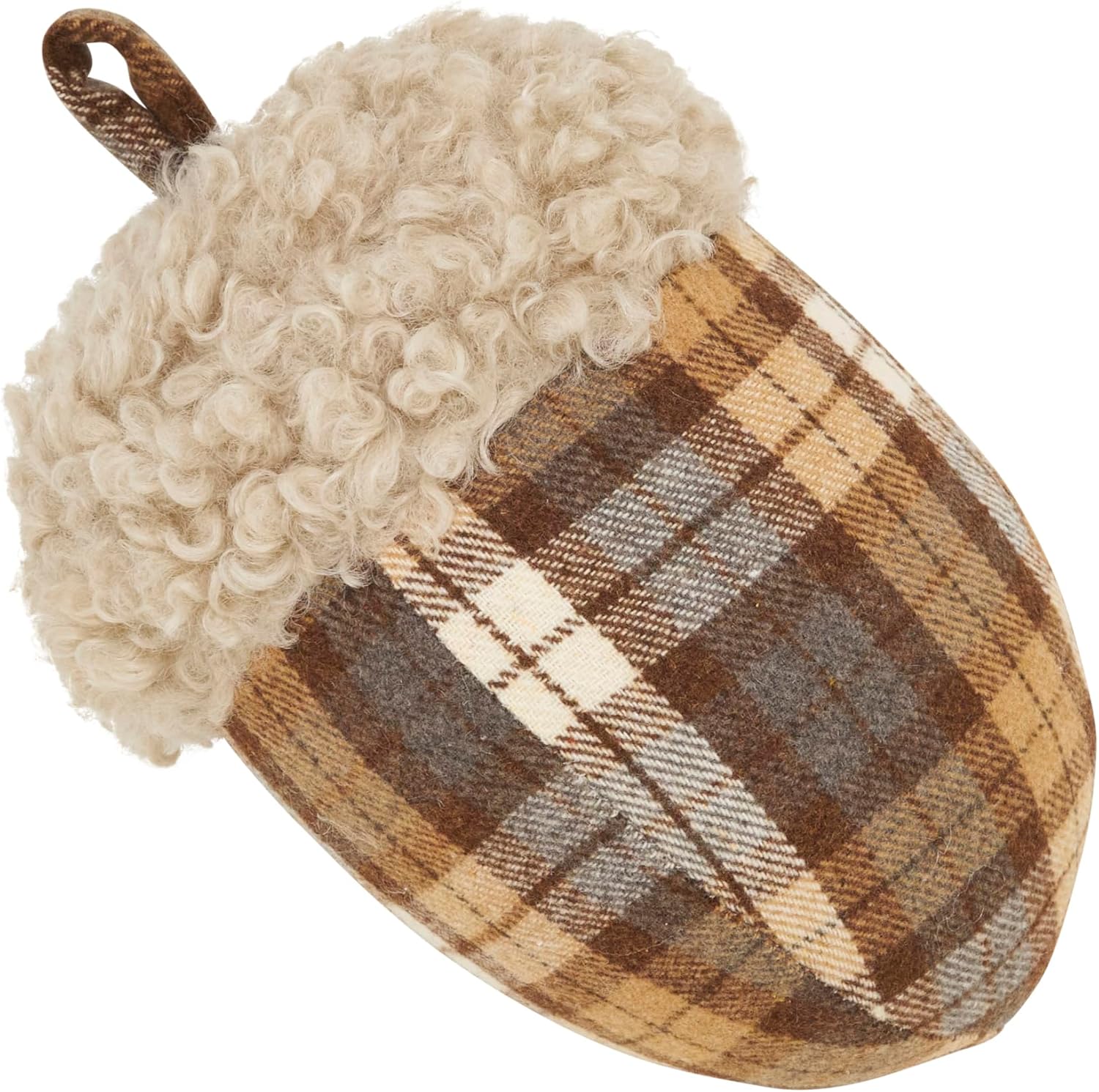 SARO LIFESTYLE Plaid Acorn Poly Filled Throw Pillow