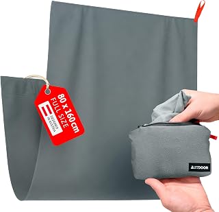 AUTDOOR® Nanofaser Reisehandtuch 160×80 cm – Ultraleicht & extra kompakt – extrem saugstark, schnelltrocknend & Oeko-Tex – Premium Handtuch für Reisen, Strand & Sport