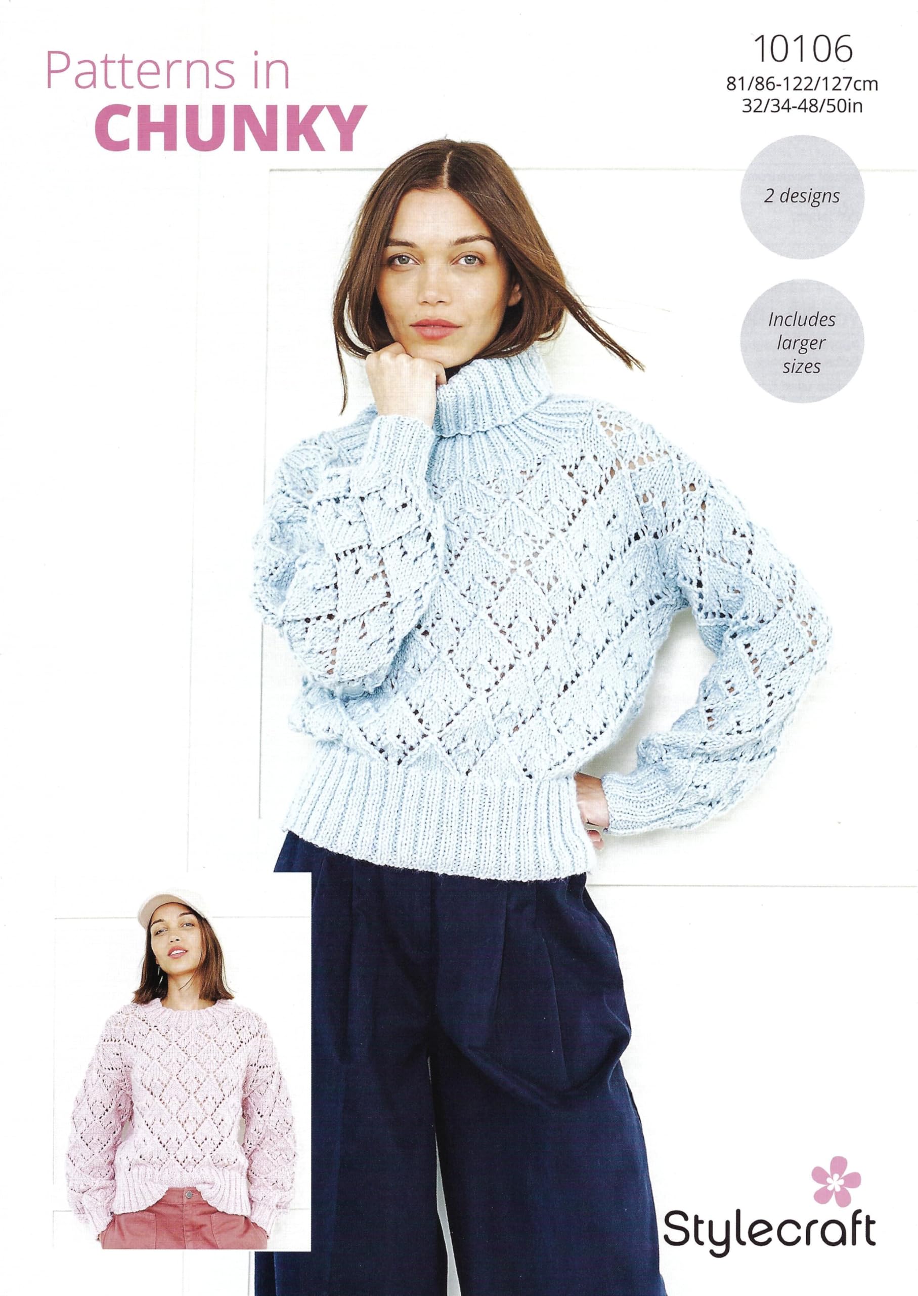 Stylecraft Knitting Pattern 10106 – Ladies Sweaters (2 Designs) in Chunky Yarn