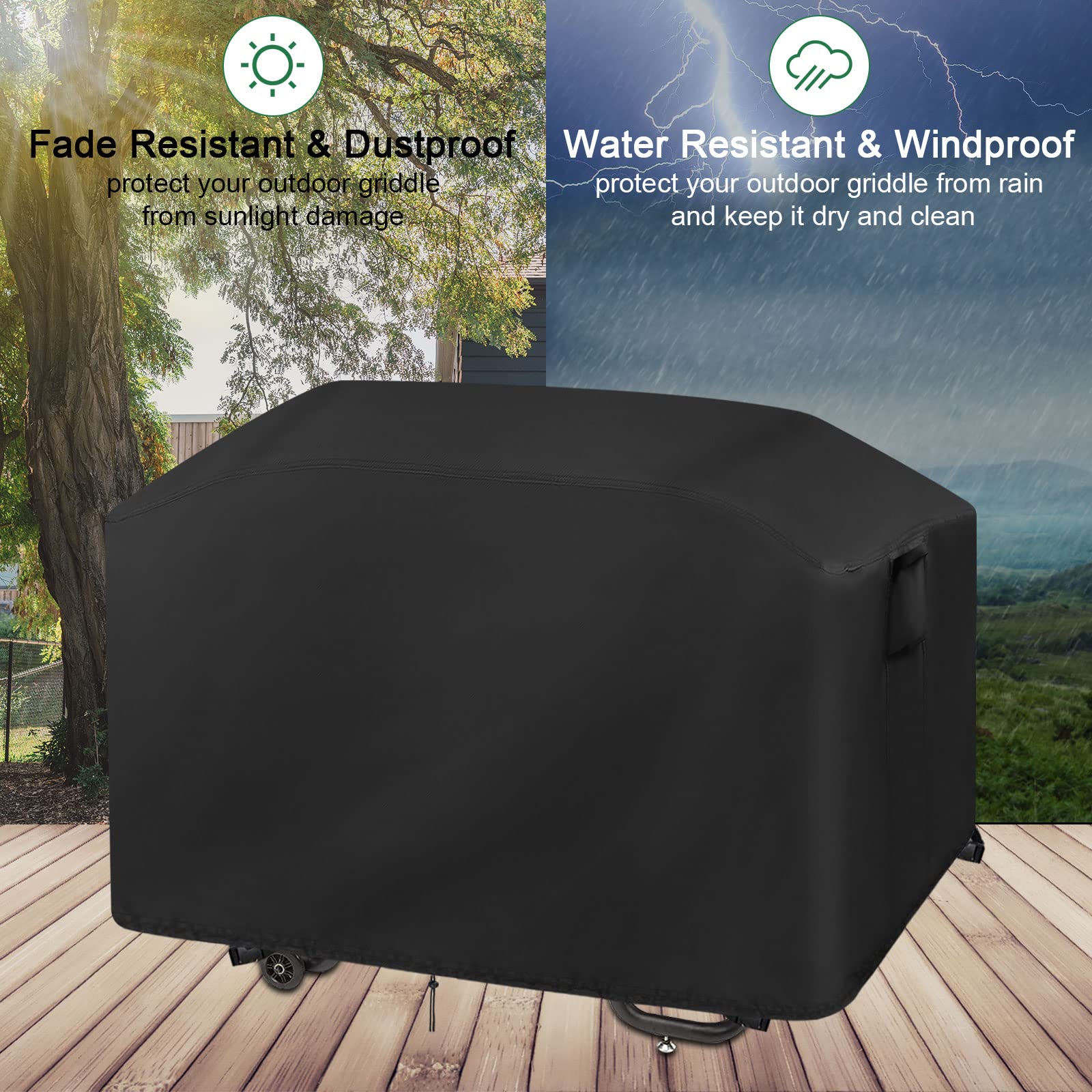 Wodoodporna osłona grilla do grilla Cuisinart 4-palnikowa patelnia CGG-0036, odporna na warunki atmosferyczne, na zewnątrz, patelnia propanowa, czarna (CFGC02)