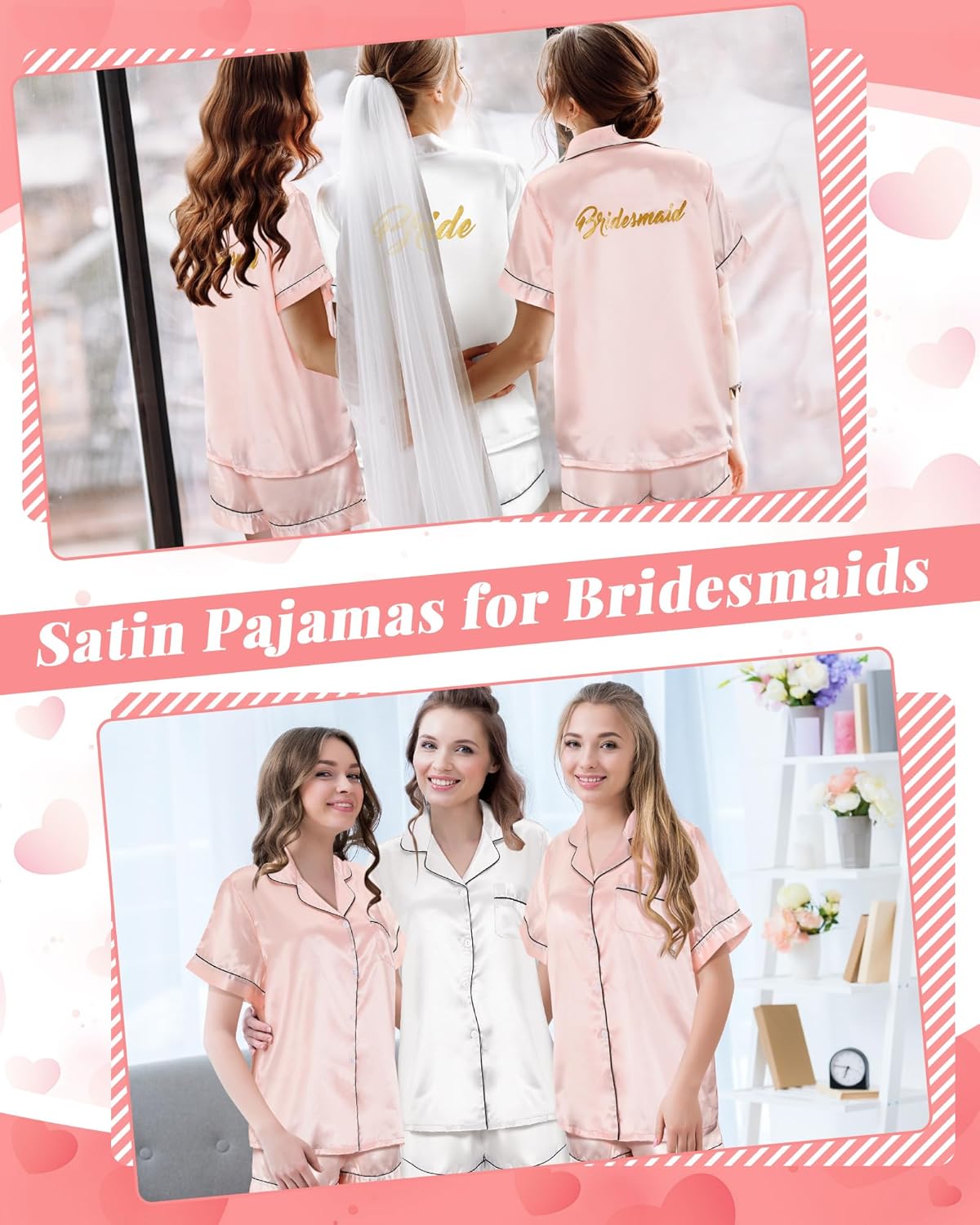 Satin Pajamas Set Pj Sets Soft Sleepwear Lingerie Loungewear Button Down Pj Sets for Bridal Party - Image 5