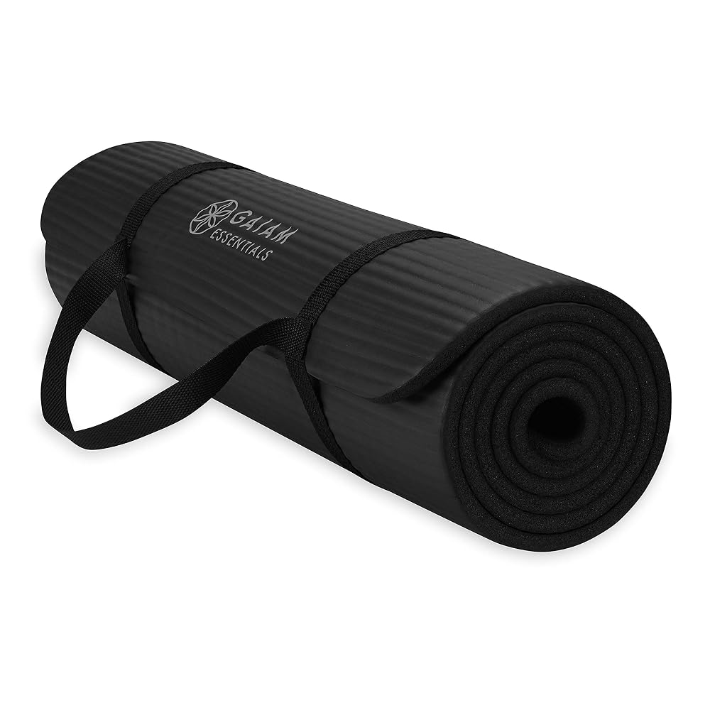 Gaiam Thick Yoga Mat, Exercise & Fitness Mat with Easy-Cinch Carrying