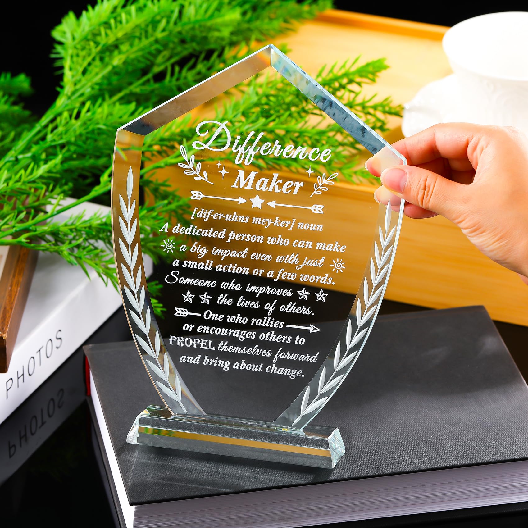 Difference Maker Gifts – Targa con definizione in cristallo incisa al laser, regalo ispiratore, decorazione da scrivania per insegnanti, infermiere, mentori, capo, ricordo di apprezzamento per la
