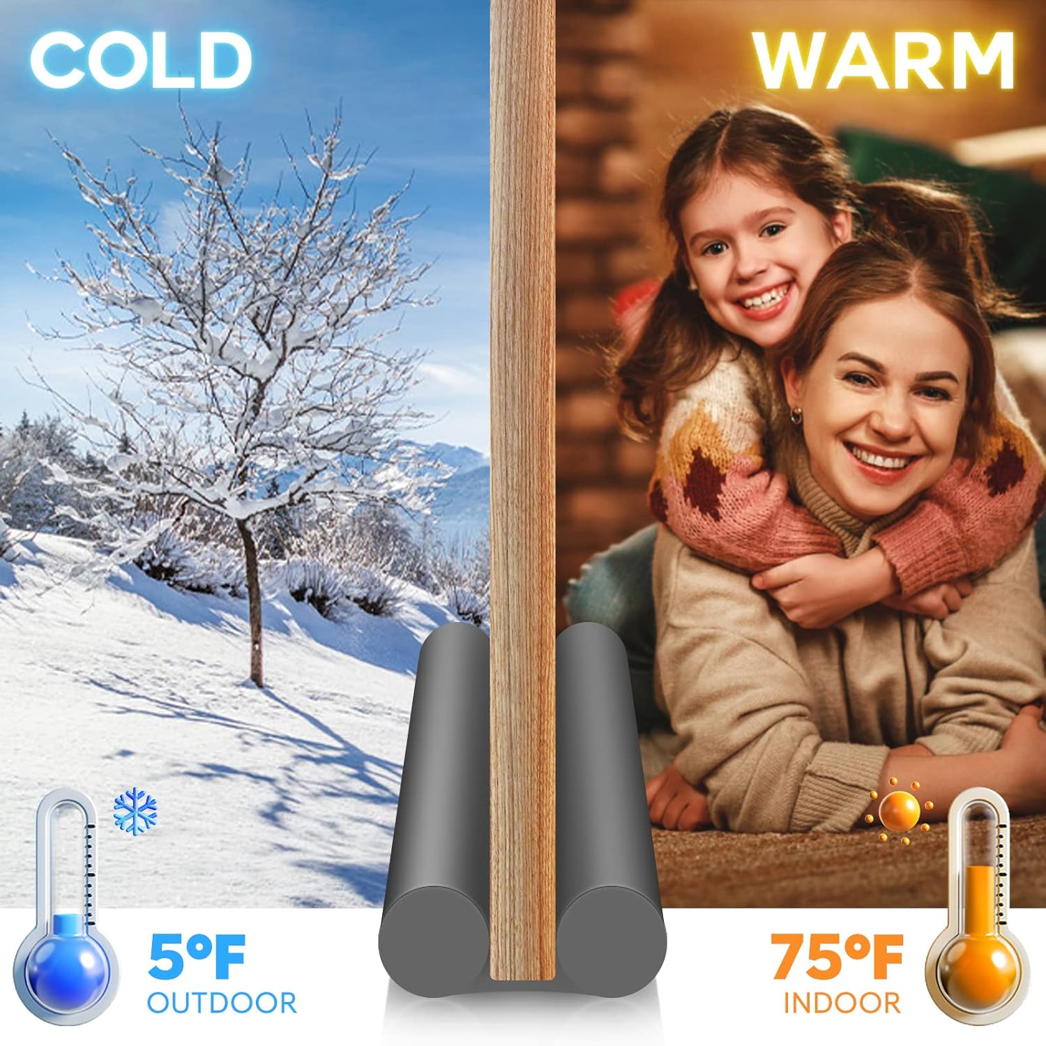 MAXTID 2 Pack Door Draft Stopper 36" Black & Grey