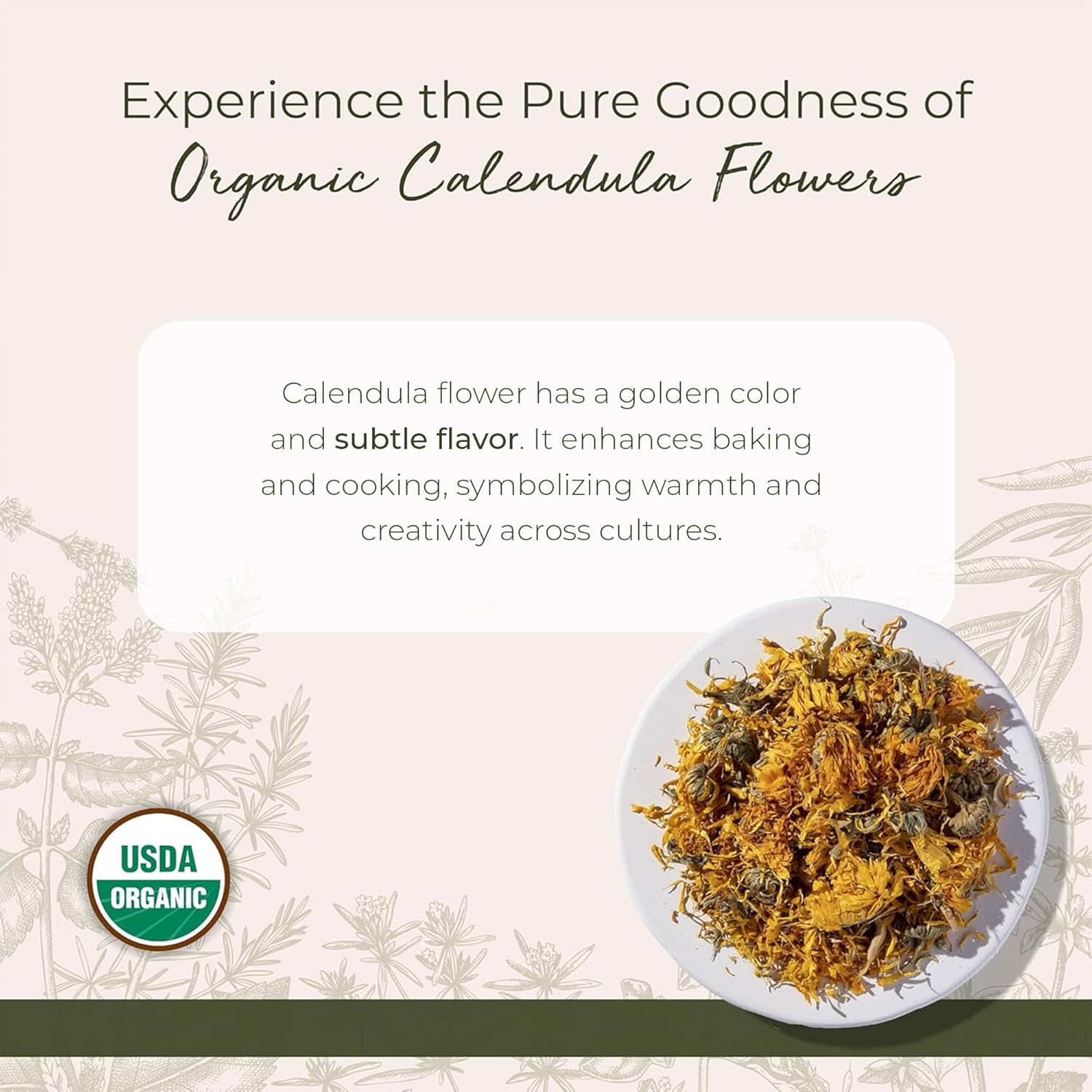Starwest Botanicals Organic Dried Calendula Flowers - Natural Loose Leaf Herb for Tea & Culinary Use, Herbal Calendula Petals, Caffeine Free, Certified Kosher, Non-GMO - Bulk 1 lb Bag