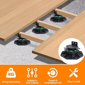 12 Pack Adjustable Deck Support Pedestals, 1-9/16 to 2-3/8 Height