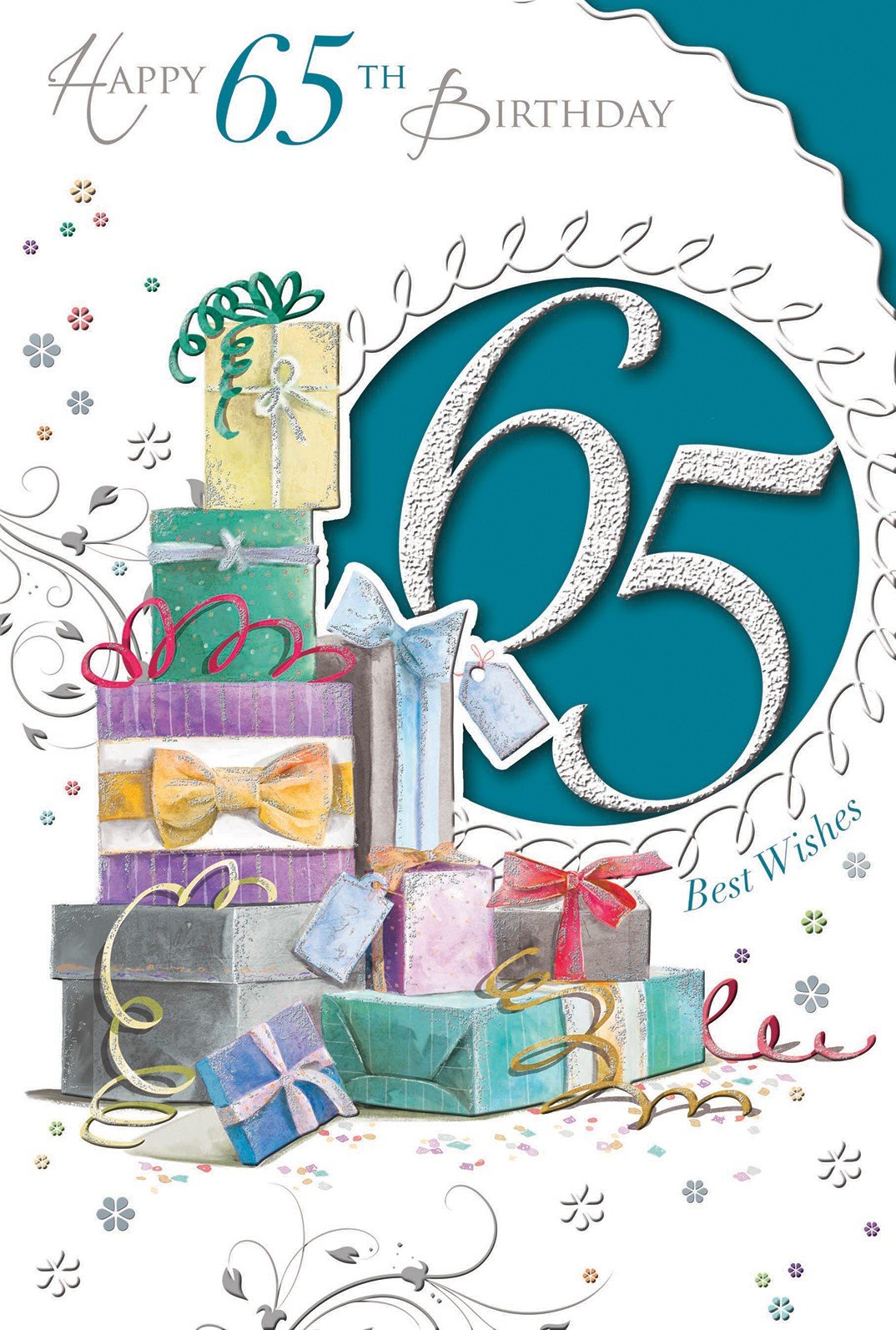 Geburtstagskarte '65 Today' – 22,9 X 15,2 Cm, Mit Geschenk-Turm Design, Inkl. Umschlag