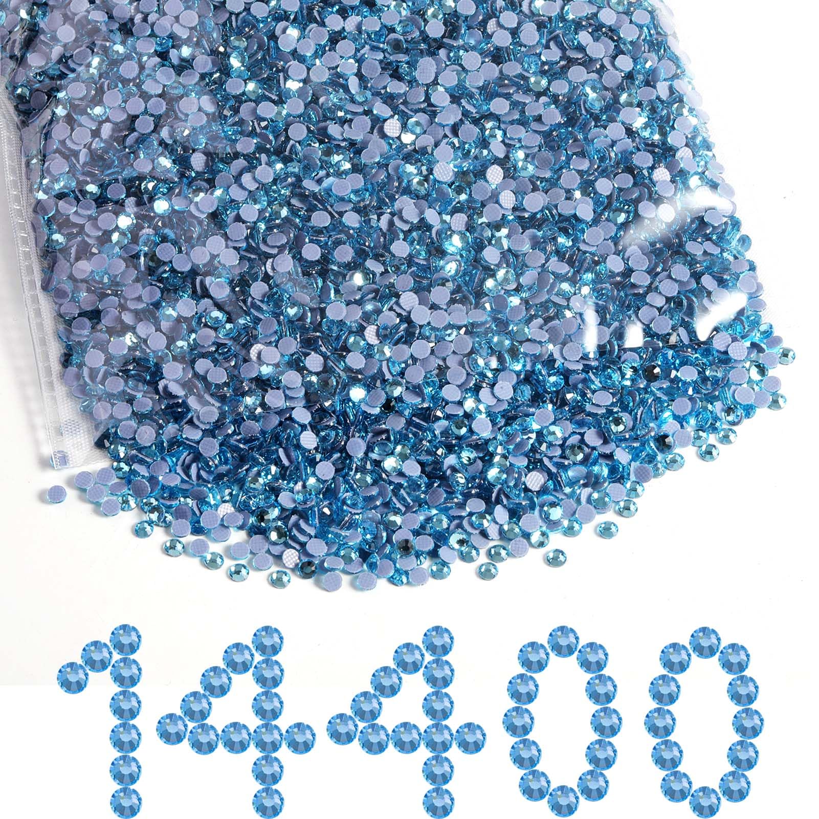 Strasstenen, Hotfix strass-steentjes ​​​​rond glas decoratief stijlvol licht draagbaar voor het knutselen van kleding (S601 seblauw