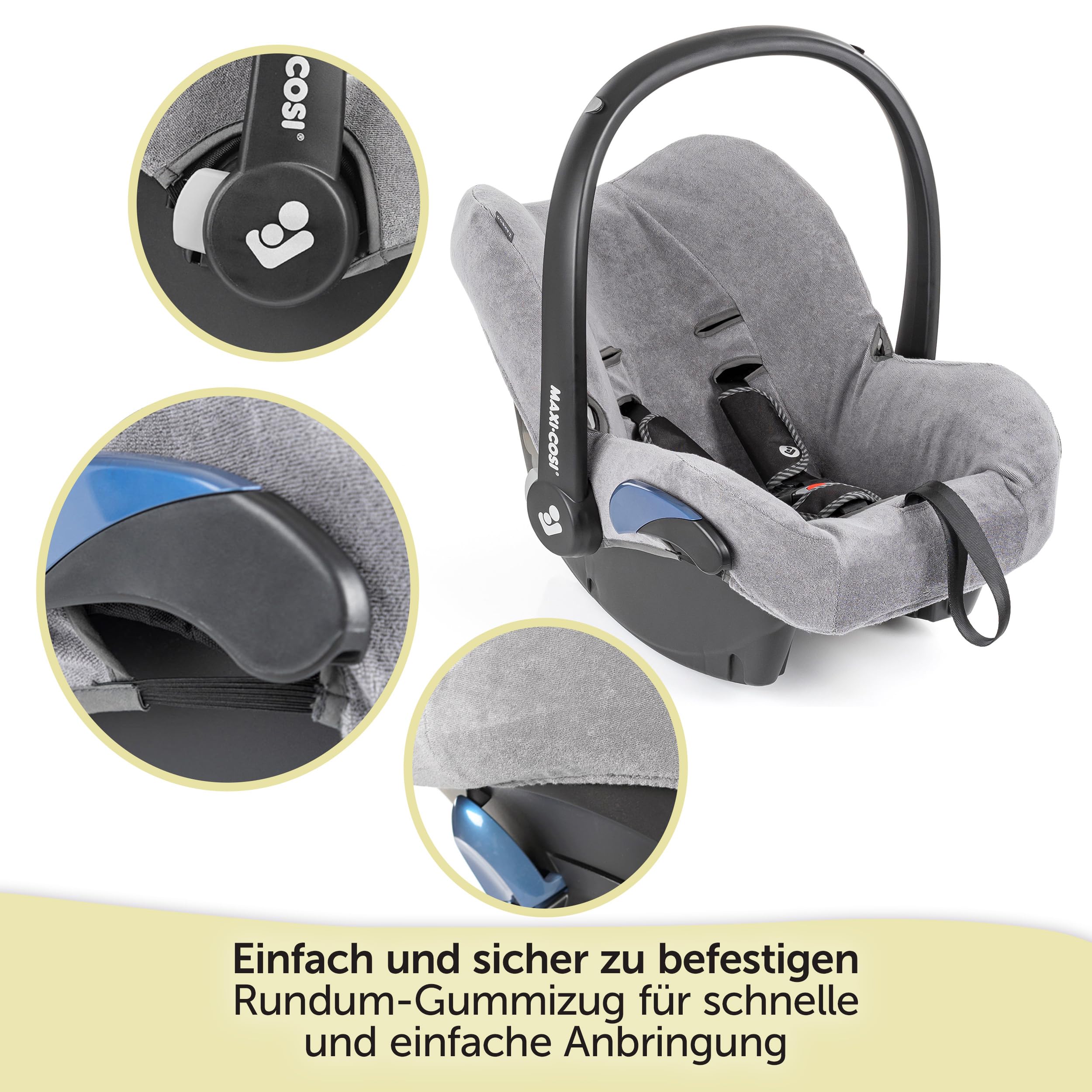 Zamboo Bezug für Maxi Cosi Citi Babyschale - Schutzbezug/Sommerbezug mit Perfekter Passform für Autositz Citi, atmungsaktiv gegen Schwitzen, maschinenwaschbar - Grau (Standard)