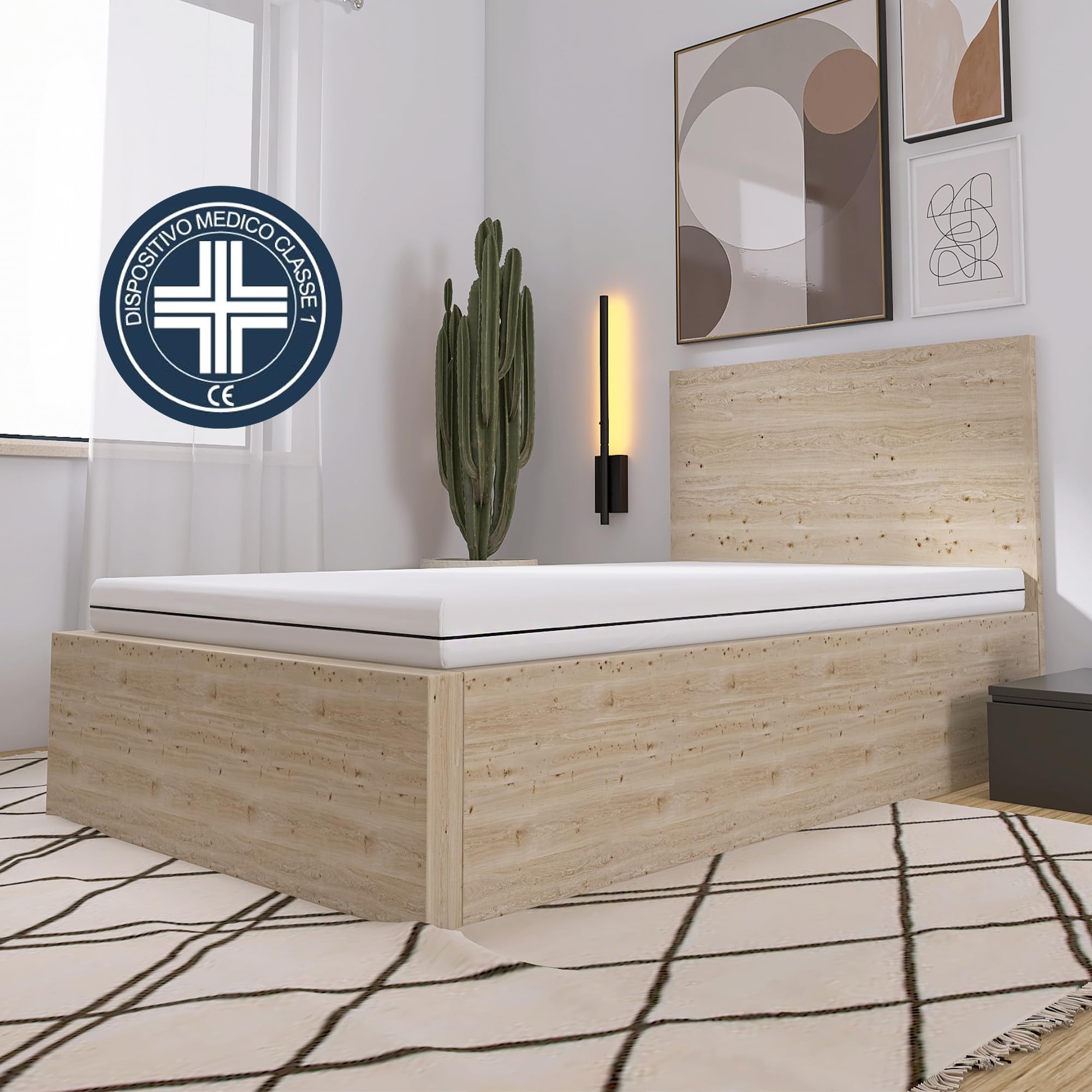 Fuze | Materasso Matrimoniale 160 x 190 cm in Schiuma Ipoallergenica | Altezza 20 cm | Ortopedico e Ipoallergenico | Rivestimento Antiacaro e Antibatterico | 100% Made in Italy