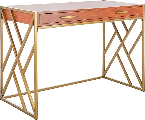 Miniatura 3 de Safavieh Escritorio moderno Elaine de oficina en casa con 1 cajón negro y dorado