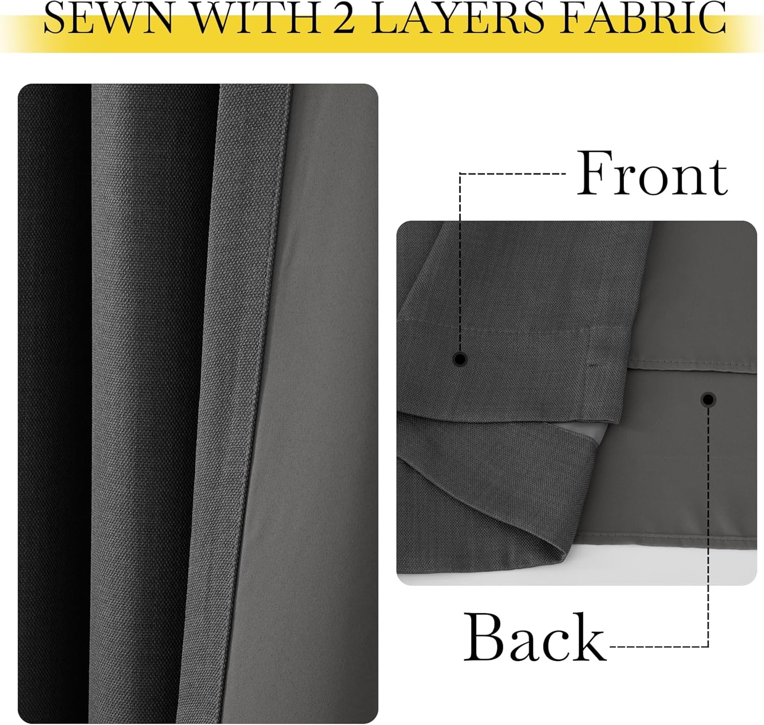 NICETOWN Faux Linen 100% Blackout Curtains 96 inches Long, Pinch Pleated Thermal Curtains Sound Proof Thick Window Treatments for Bedroom/Home Office, Charcoal Gray, W50 x L96, 2 Panels