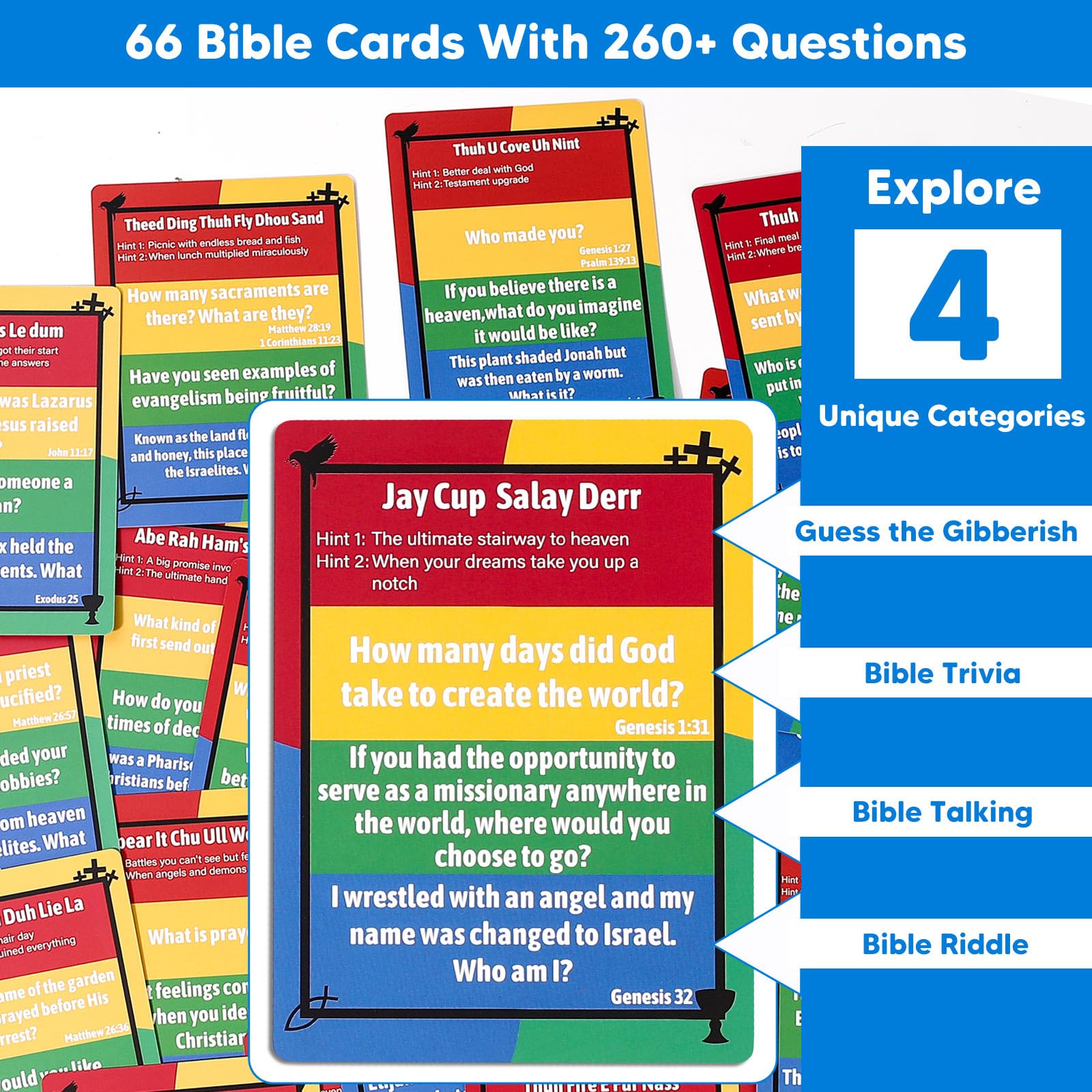 Garybank Bible Dartboard Game for Kids Adult Family 66 Trivia Cards W/ 260+ Questions - Image 2