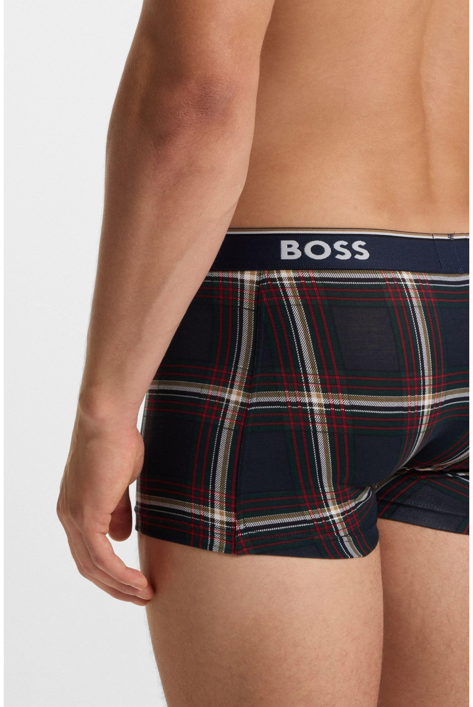 BOSS Dreierpack Eng Anliegende Boxershorts Mit Kurzem Bein Aus Stretch-Baumwolle Mit Logo-Bund