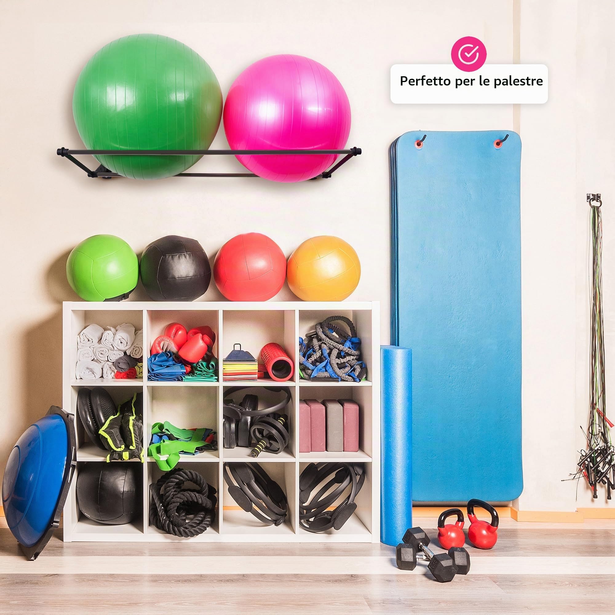 Supporto Per Palla Da Ginnastica | Riordina Gli Spazi | Supporto A Parete Per Palla Da Ginnastica | Supporto Per Palla Da Yoga | Rack Stabile Per Palla Da Ginnastica | Per Palestra E Casa | Nero Opaco