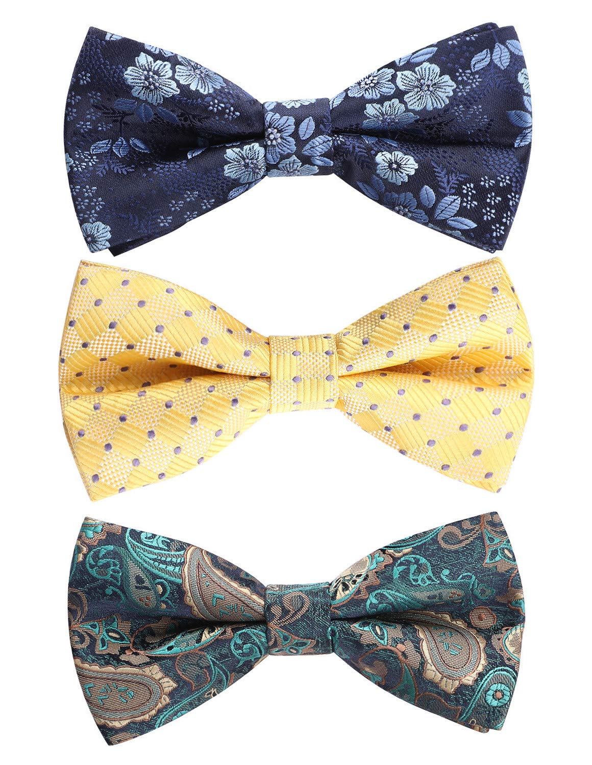HISDERN 3/6 Pack Bow Tie Adjustable Paisley Plaid Dot Pre-Tie Bowties Classic Formal Bow Ties for Men Tuxedo Wedding