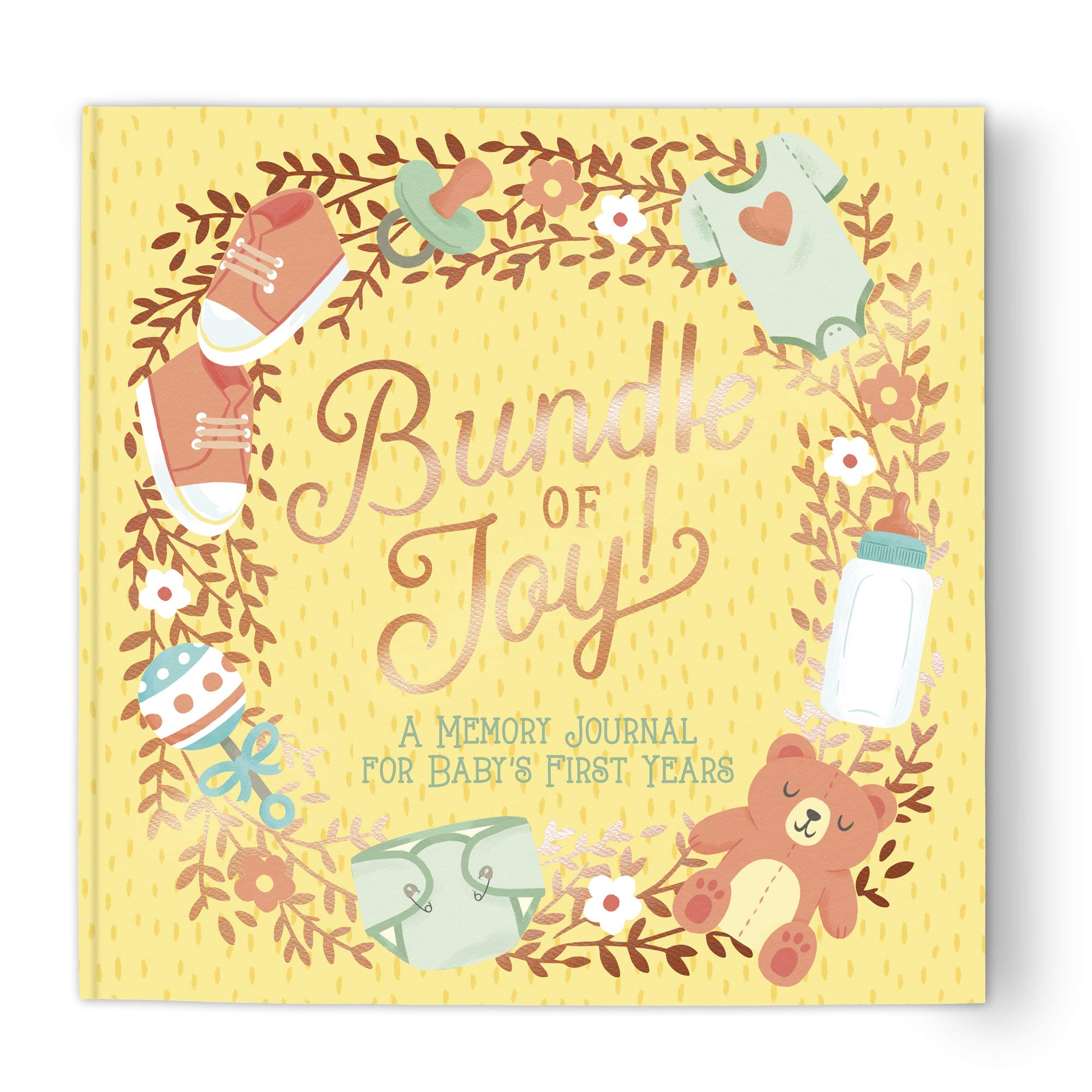 Studio Oh! Baby's First Years Guided Journal by - Bundle of Joy - 9" x 9" - Beautifully Illustrated Hardcover Journal with Storage Pockets Creates a Keepsake of Baby's Earliest Years