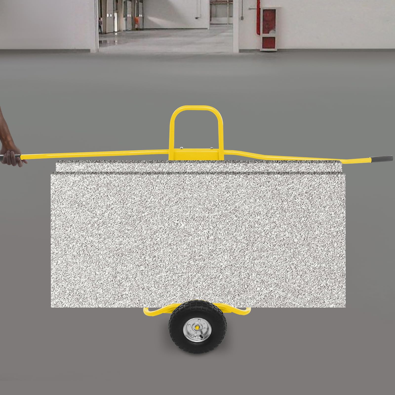 Plattenwagen Transportwagen, bis 220 Kg, mit 2 Vollgummi Rädern, Plattformwagen zum Transport von Trockenbauwänden, Glasplatten, Gipskartonplatten, Holz (Gelb)
