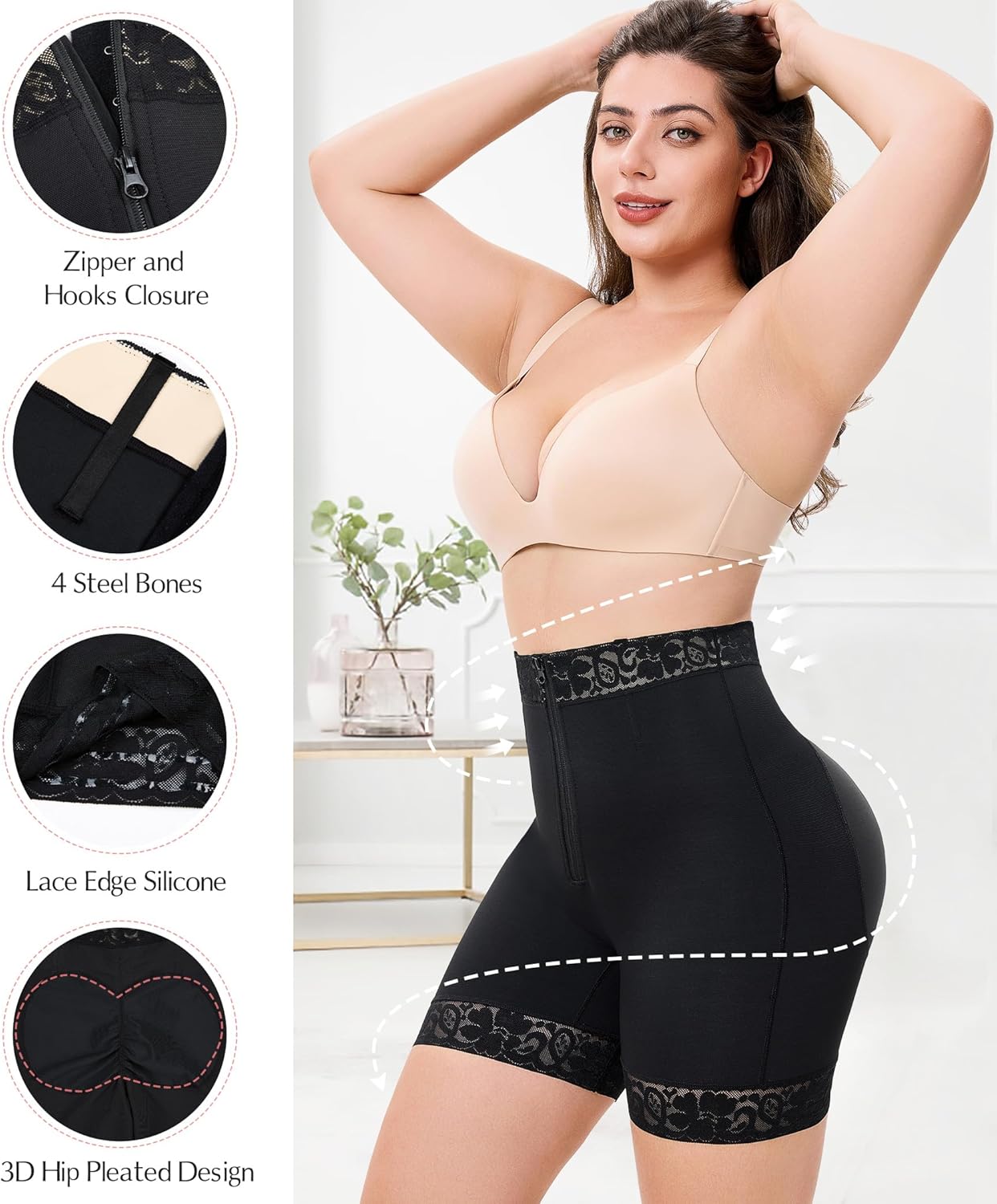 MERYOSZ Tummy Control Panties Butt Lifting Shapewear Shorts for Women Zipper Body Shaper Shorts Thigh Slimmer Underwear - Image 2