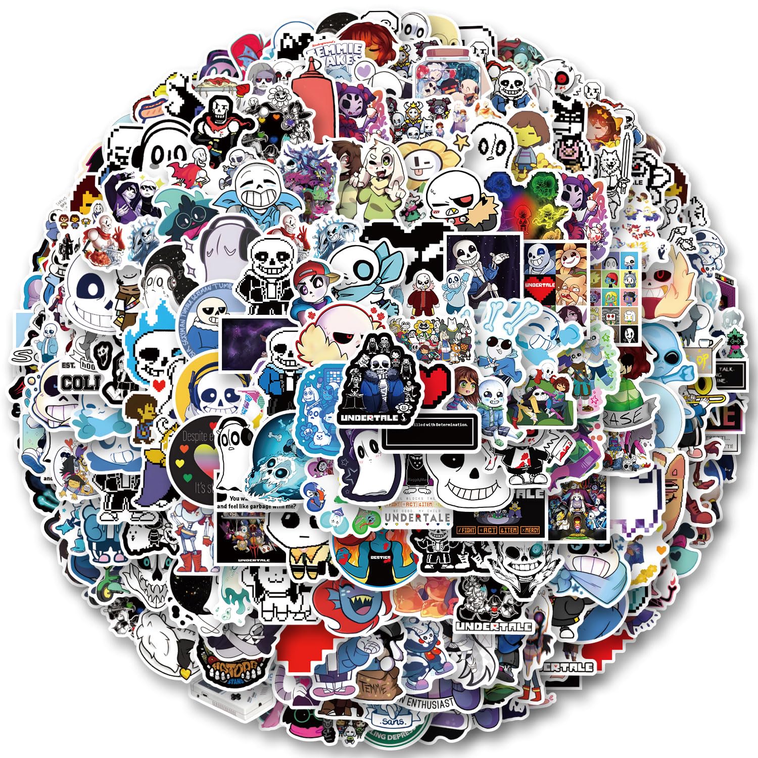 200Pcs GMVAESKY Undertale Stickers - Waterproof Vinyl Cute Stickers for Water Bottles, Laptops, DIY Decoration, Scrapbooks, Skateboards, Phones, Halloween, Christmas, Parties