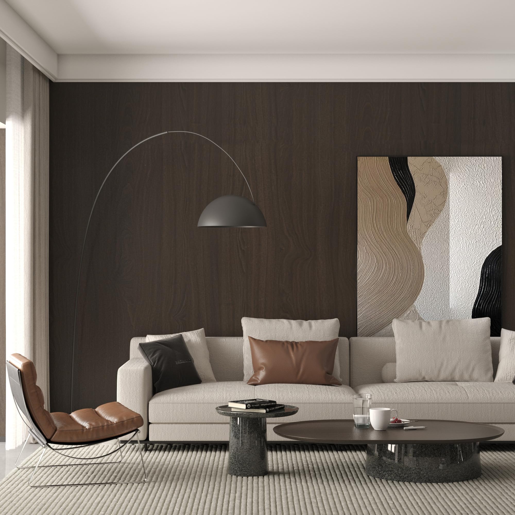 TOTIO 48x197inch Self-Adhesive Wallpaper with Dark Brown Walnut Grain Wood Look Matt Finish Waterproof and Bubble-Free Adhesive Vinyl Film Thickened for Furniture and Office