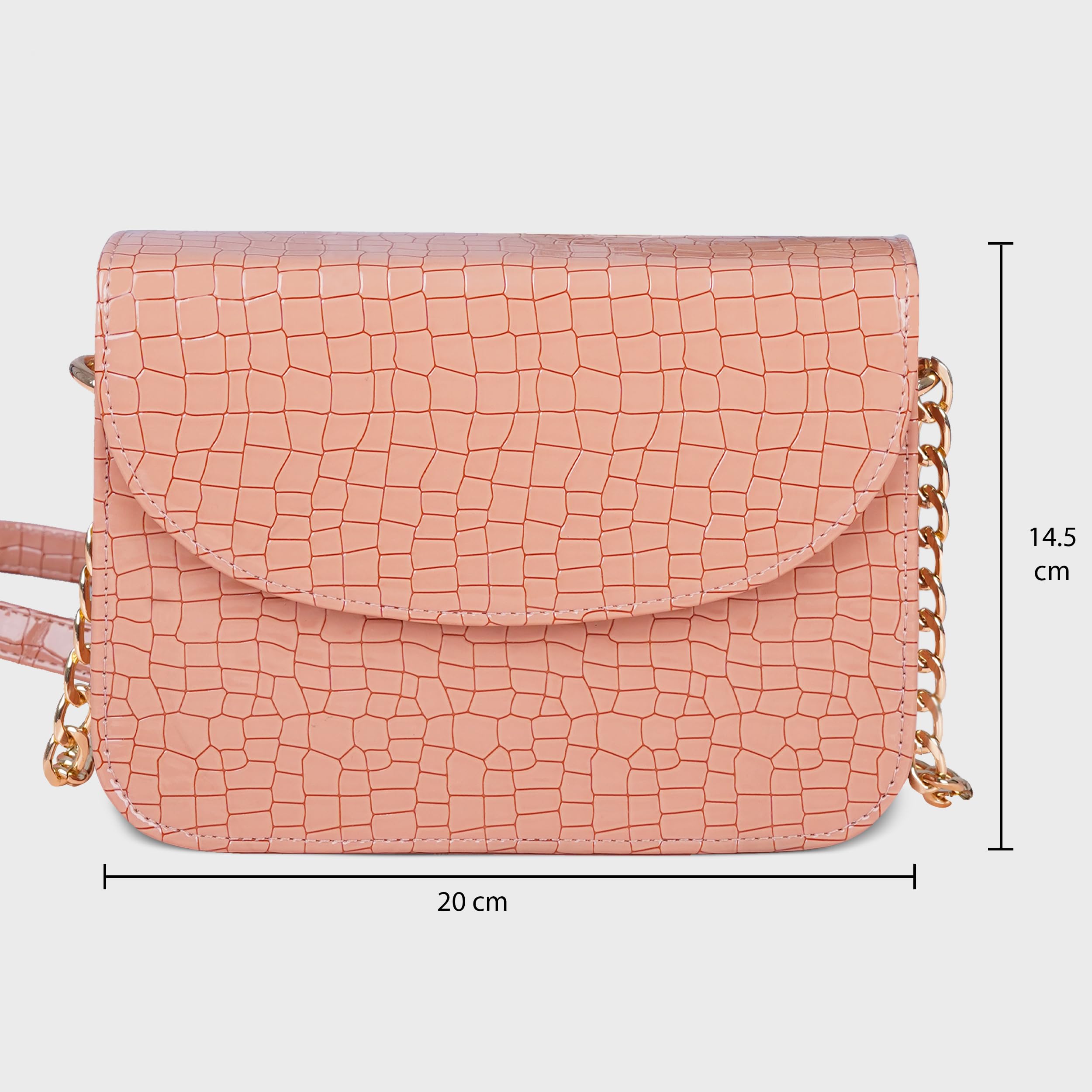 The Wallet Store Premium Brick Style Leather Sling Bag - Peach