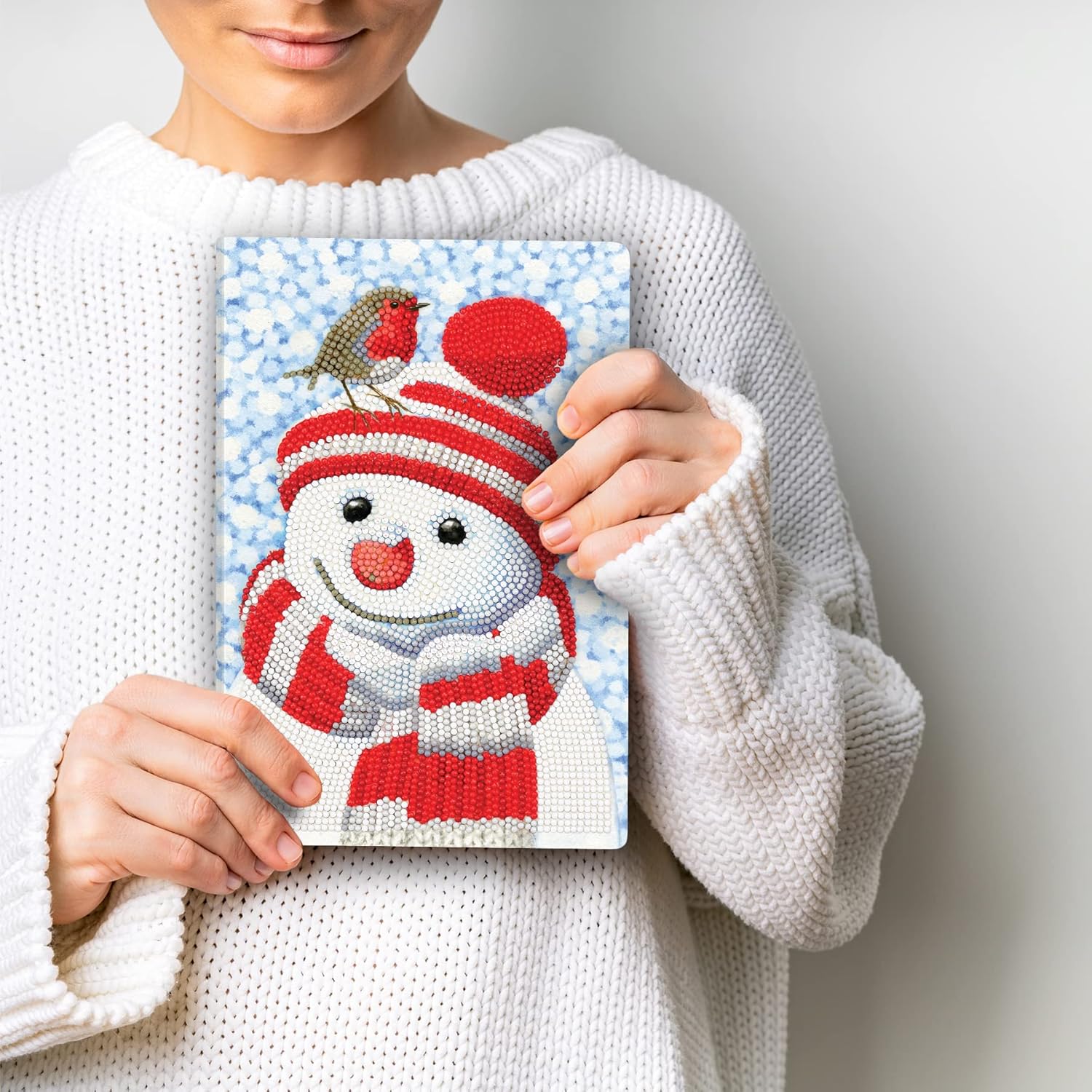 CRYSTAL ART Notebook - Friendly Snowman Notebook Kit - Create a Sparkling Notebook Cover using Crystals - For ages 8 and up