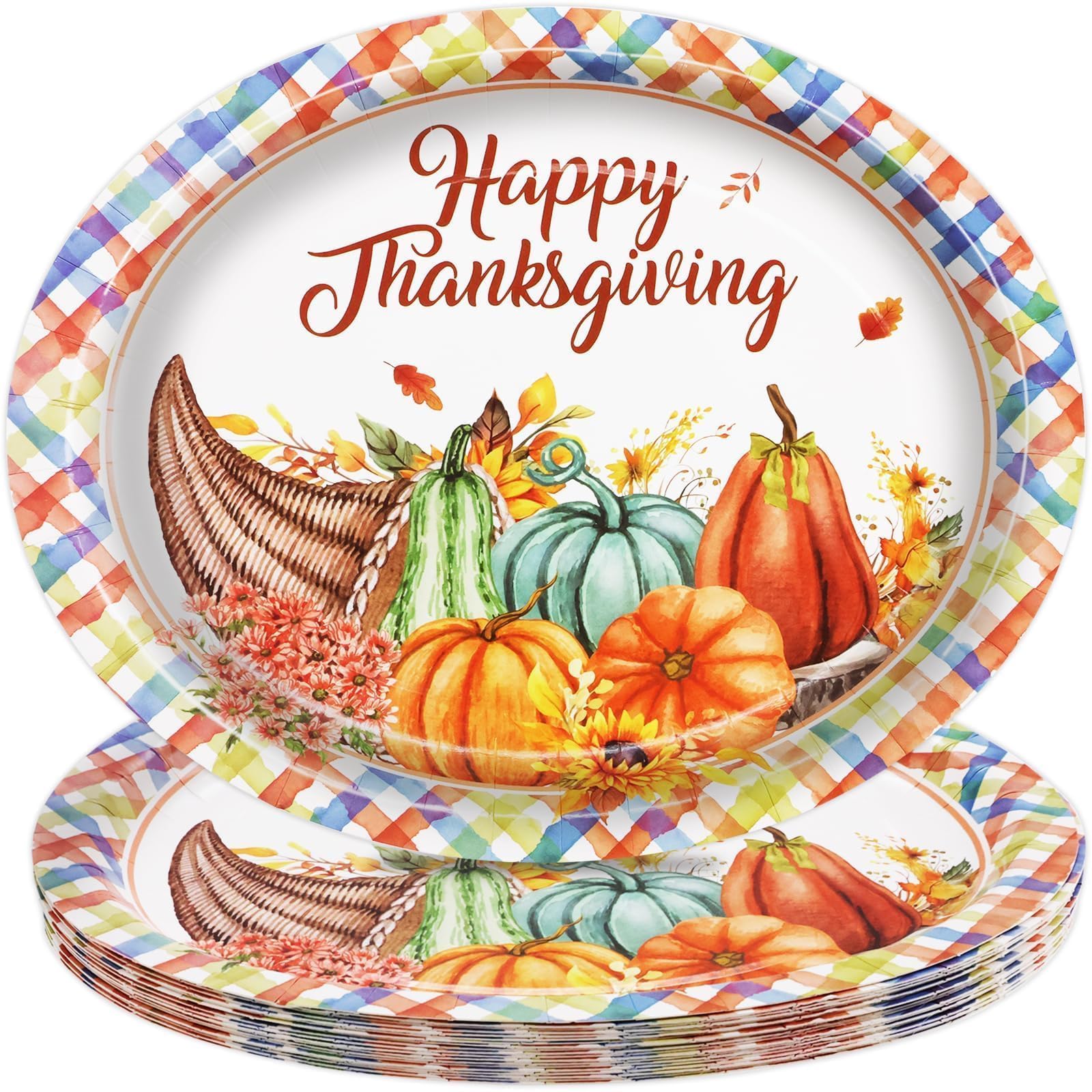 Assiettes ovales en carton d'automne jetables pour vaisselle de fête et décoration