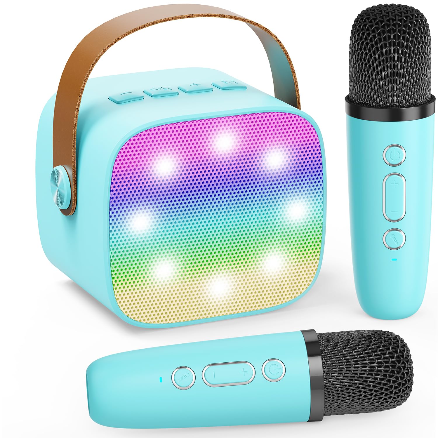 Mini Karaoke Bluetooth Bambini con 2 Microfoni Wireless, Portatile Regalo Compleanno 3-12+ Anni (blu)