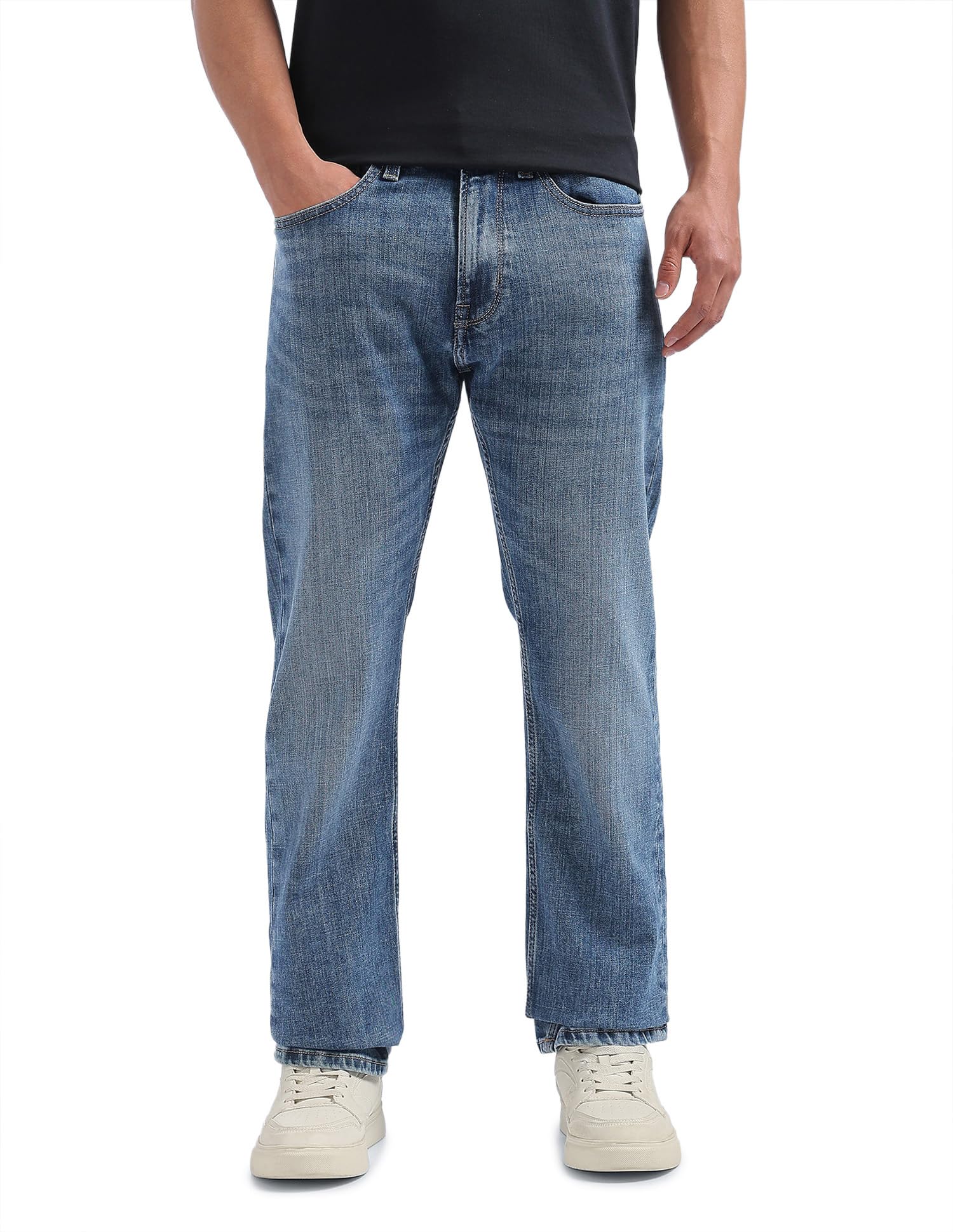 flying machine Men's Straight Fit Jeans| Solid | Mid Rise | Stretchable | Jeans for Man-picture-24