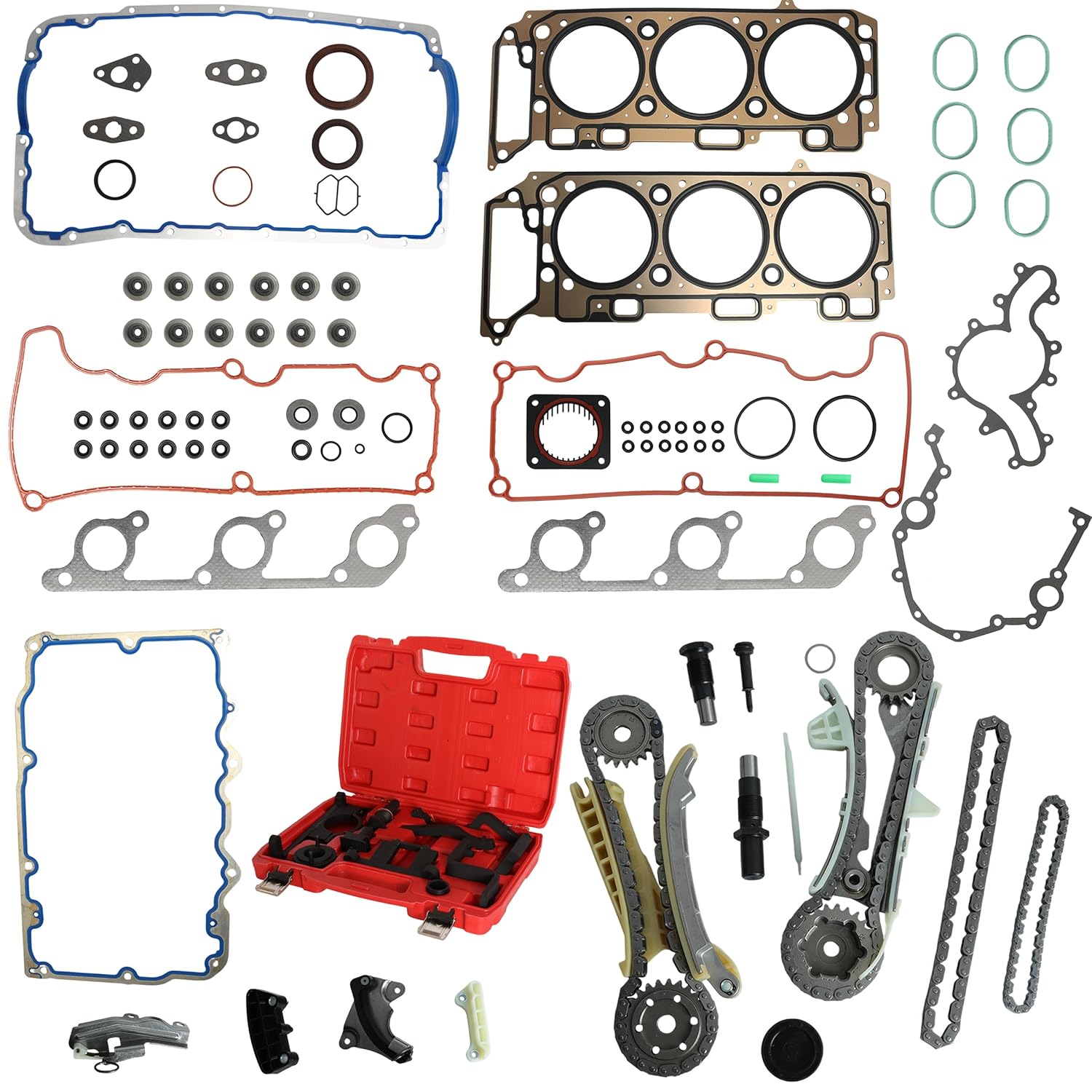 MLS Full Head Gasket with Engine Timing Chain Kit&Camshaft Timing Tool Kit,HS9293PT-2,for Ford Explorer Ranger 00-03,for Mercury Mountaineer 02-03,for Mazda B4000 01-03,4.0L SOHC,G56306 303-577