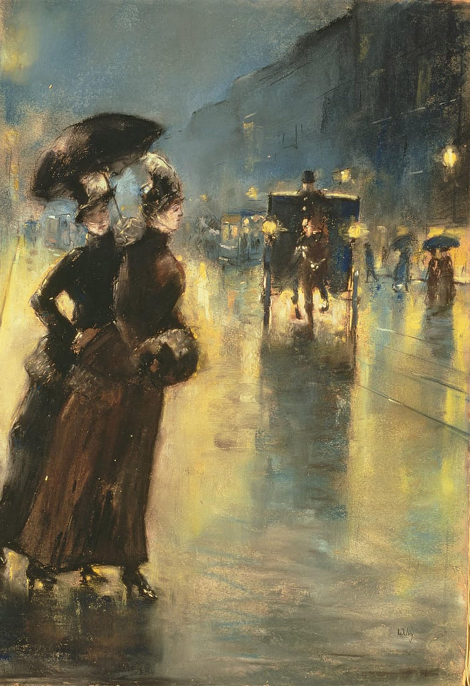 SERENDIPITP Retro Picture Poster Wall Art Pictures Painting Lights At Night by Lesser Ury Wall Art Canvas Print for Wall Decor 60x90cm