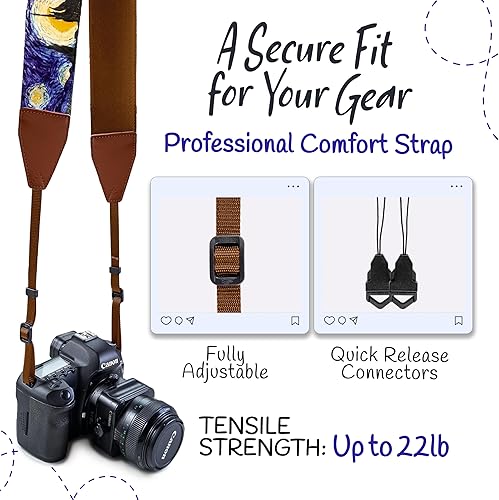 Miniatura 4 de Van Gogh Starry Night - Correa universal para cámara réflex digital, cuello y hombro, para cámara digital DSLR, diseño artístico y genial, el mejor