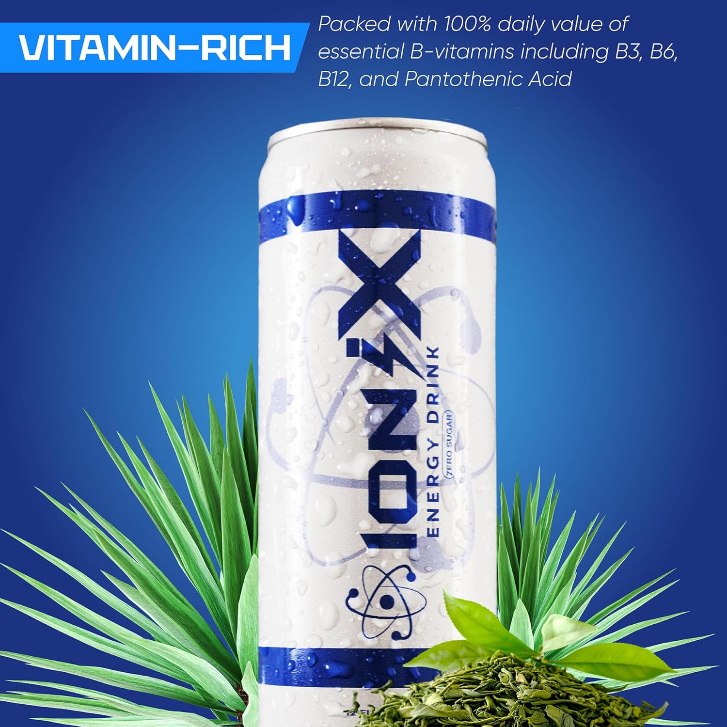 Zero Sugar Energy Drink - ionix Nootropic Drink to Boost Focus and Mood with L-Theanine, Natural Green Tea Caffeine, Vitamins & Prebiotic for Gut Health - 12 fl oz Cans (Pack of 12) - Image 4