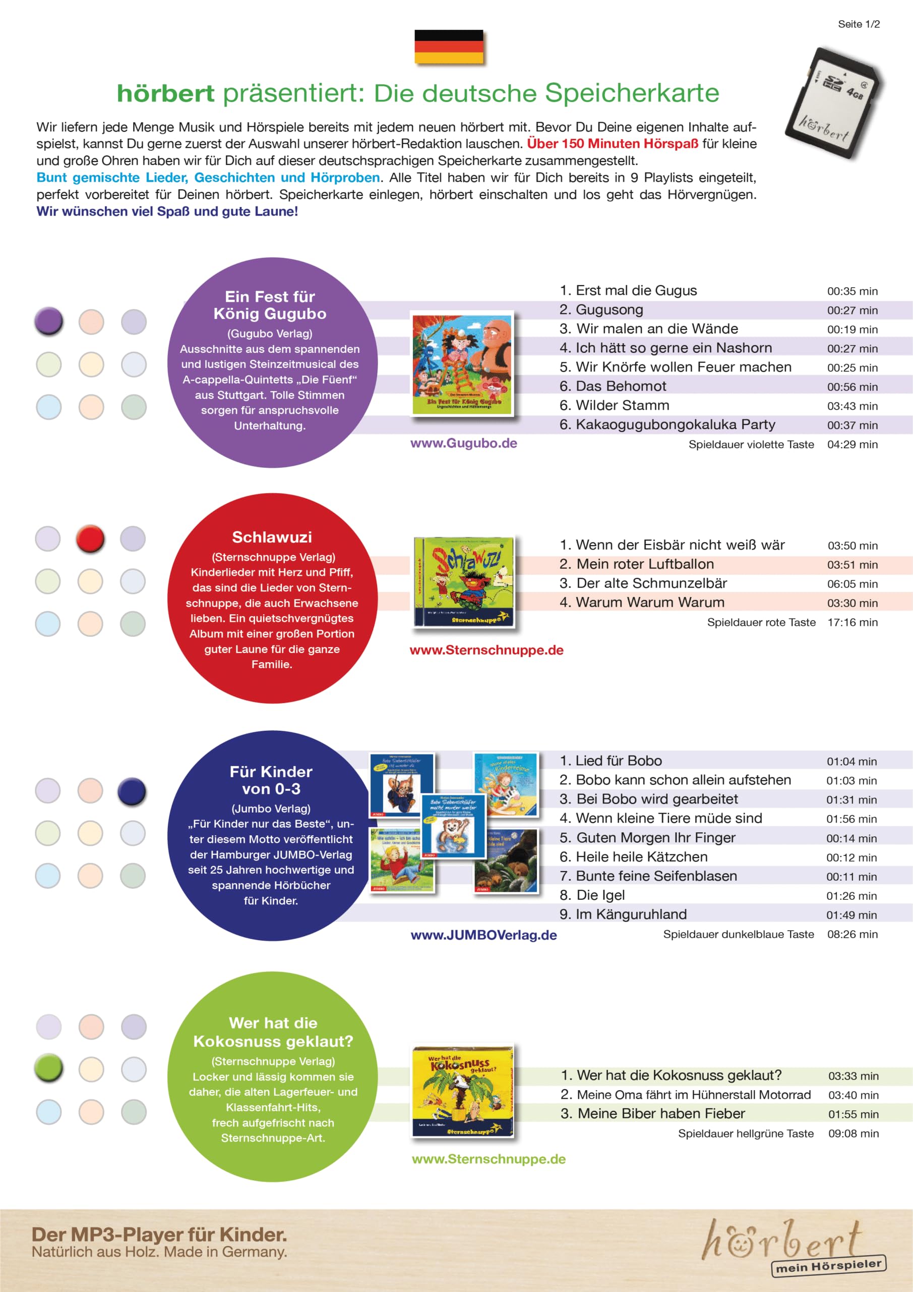 hörbert 3.0 für Kinder + deutsche Inhalte. Mit 9 Playlists, SD-Card, Mikrofon und USB-C Ladeanschluss: Internet-Radio, Podcast-Player, MP3-Player und Bluetooth Lautsprecher